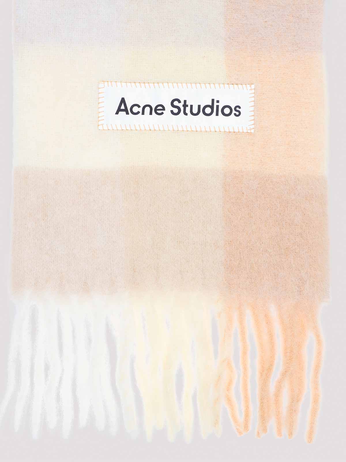 Acne Studios Alpaca Wool Blend Checkered Pattern Scarf In Neutral