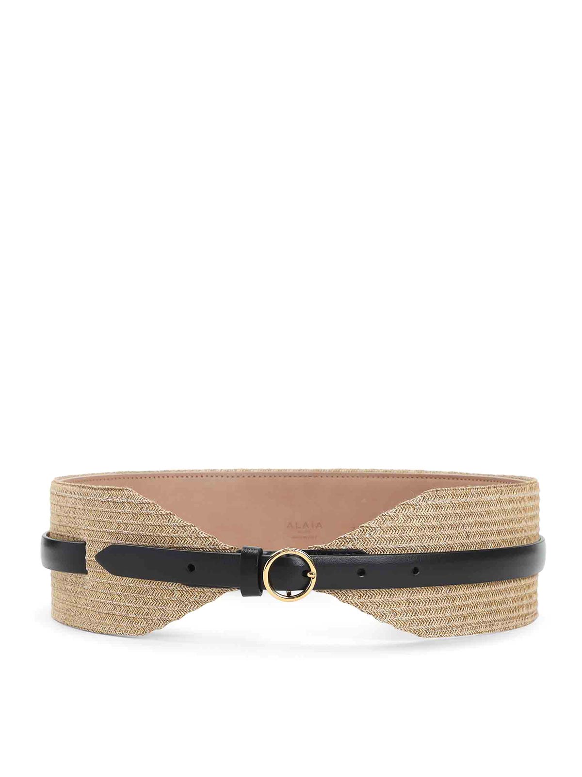 Alaïa Large Paperstraw Belt In Nude