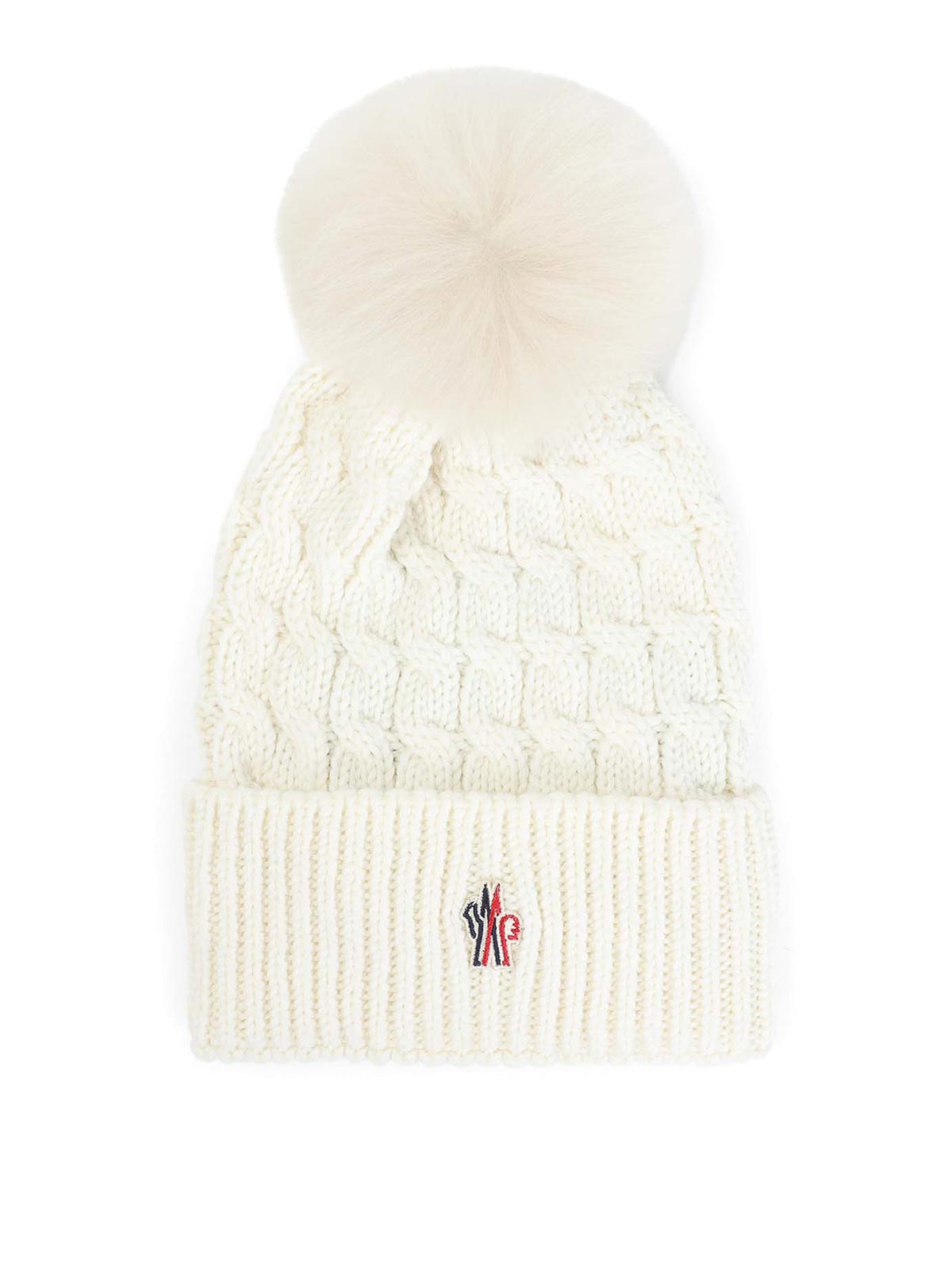 Moncler Ivory Virgin Wool Hat With Pompom In White