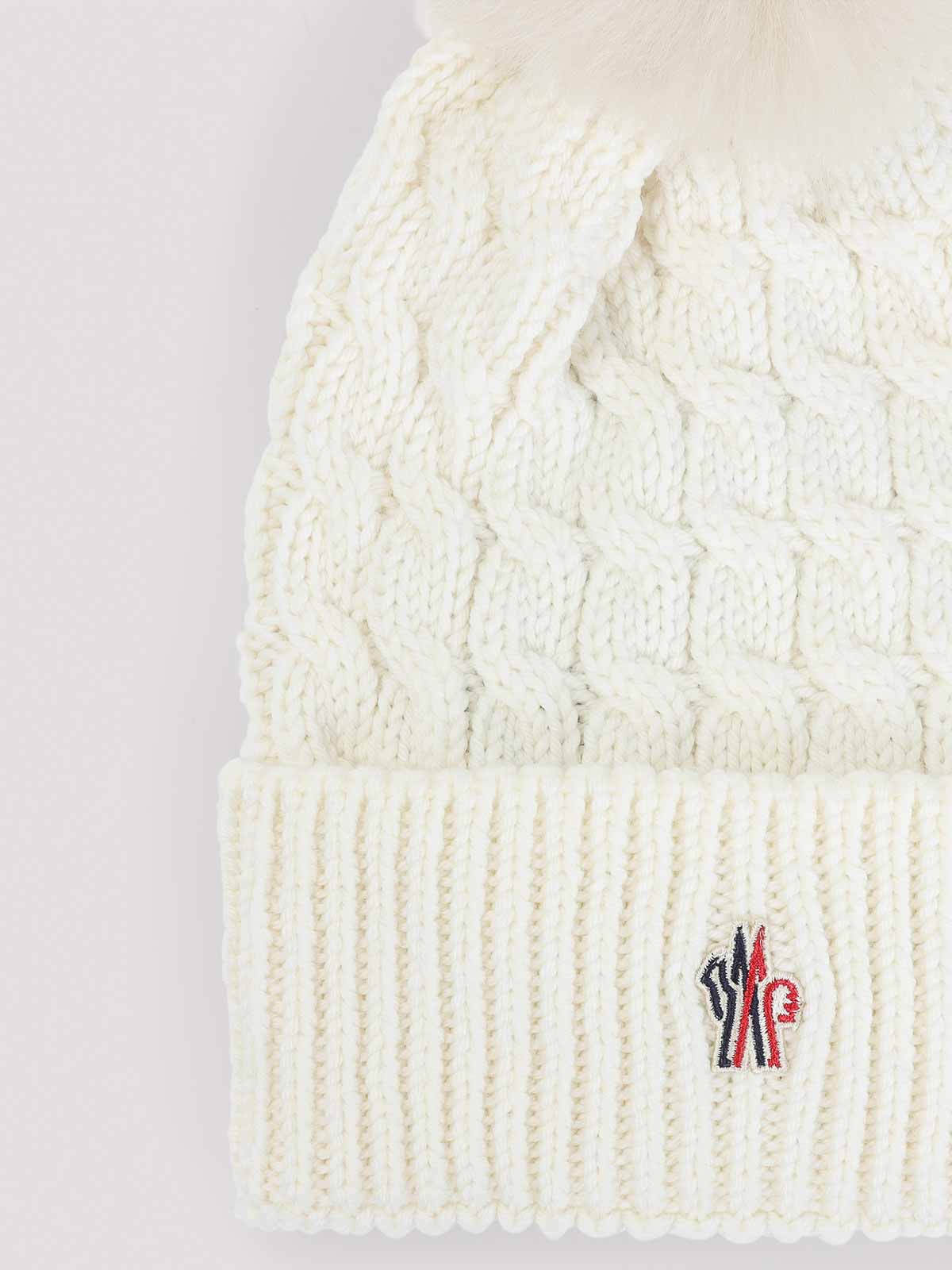 Moncler Ivory Virgin Wool Hat With Pompom In White
