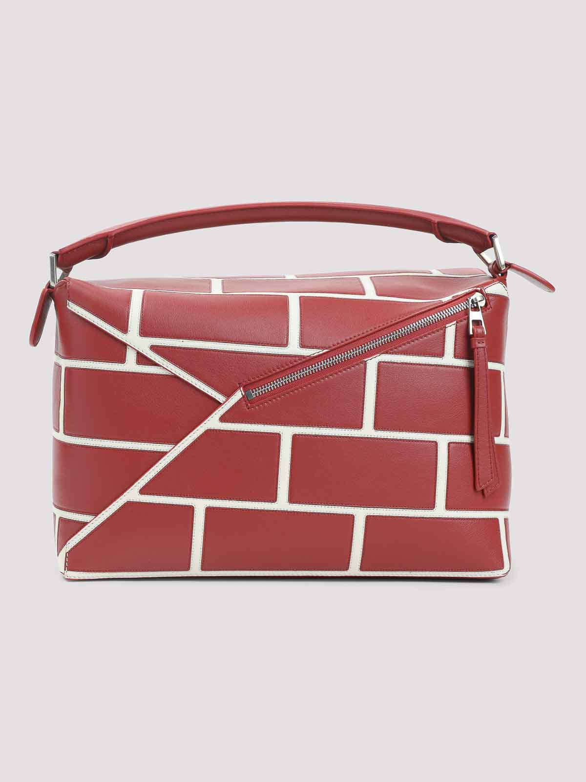 Loewe Puzzle Edge Large Brick Bag In Red