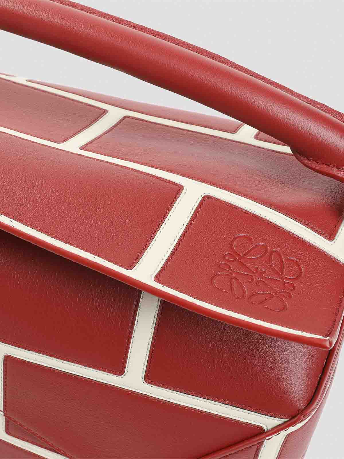 Loewe Puzzle Edge Large Brick Bag In Red