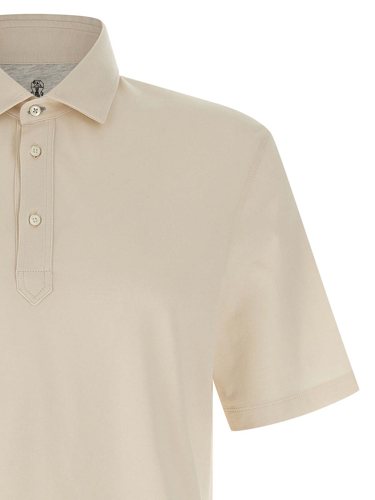 Brunello Cucinelli Classic Cotton Jersey Polo Shirt In Neutral