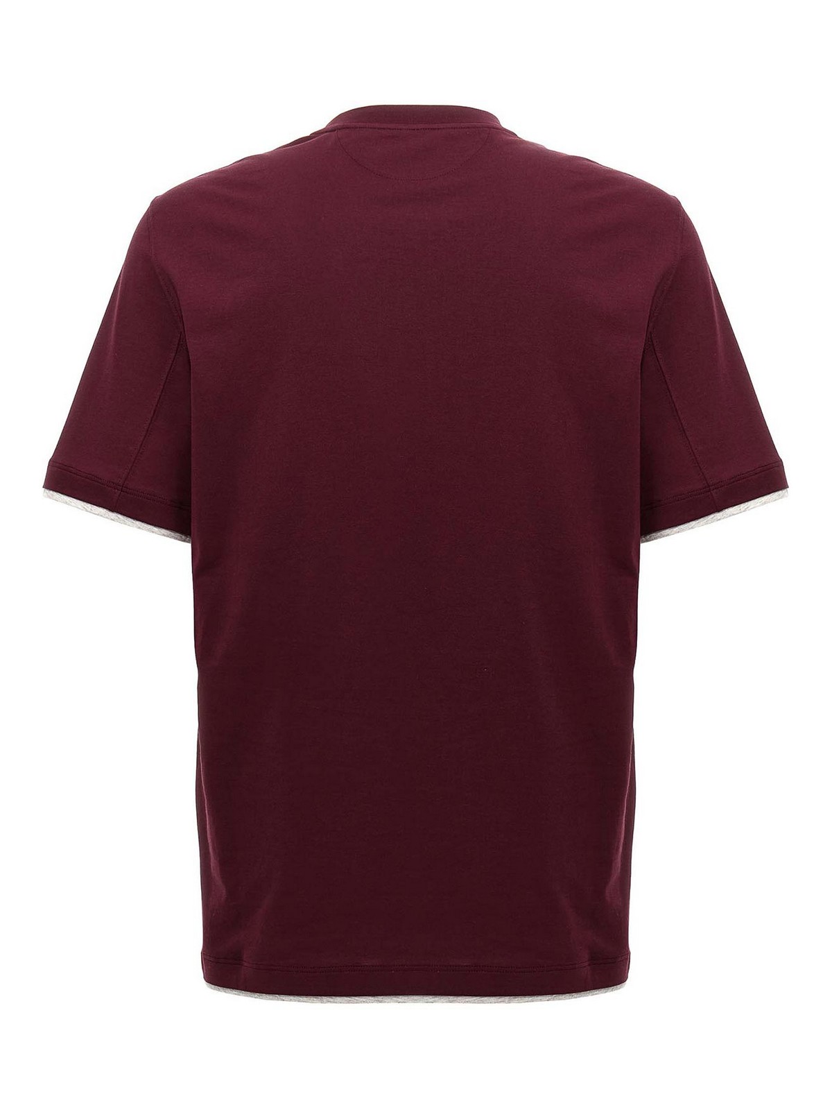 Brunello Cucinelli Cotton Jersey Crew Neck T-shirt With Faux-layering Clothing In Red