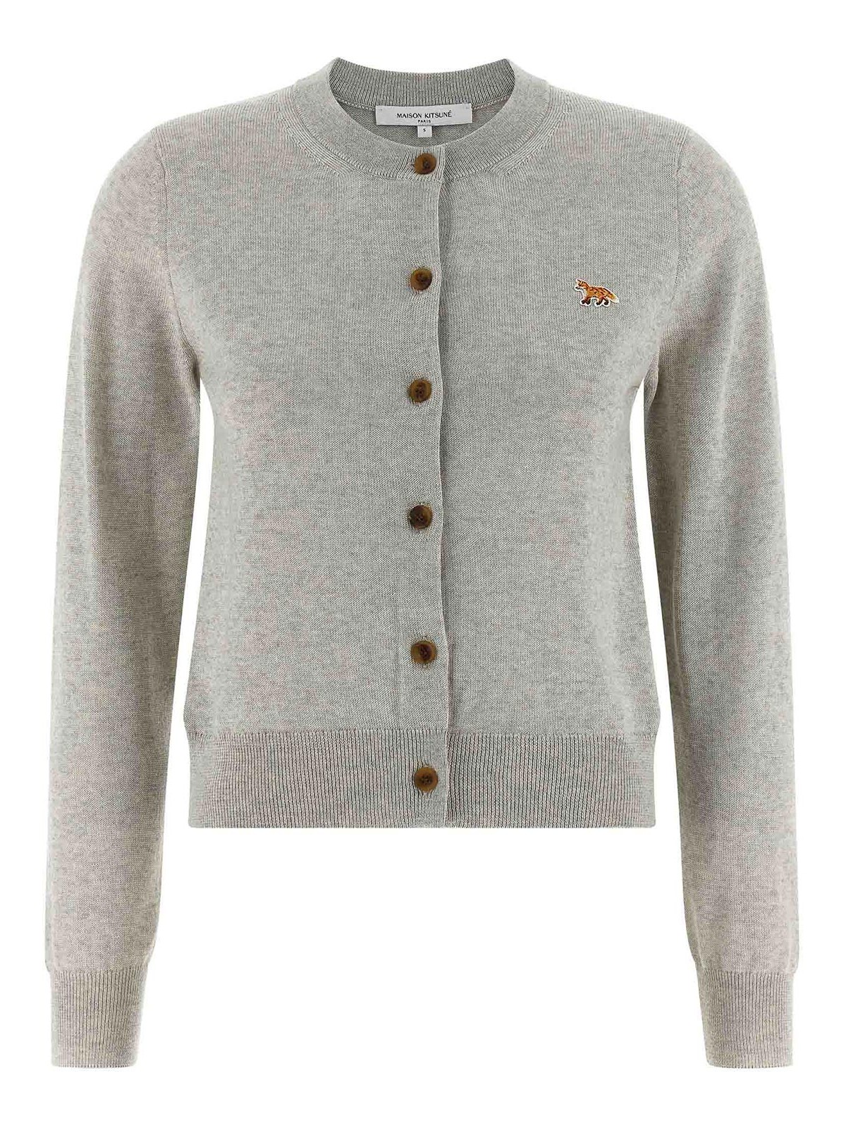 Maison Kitsuné Baby Fox Knitwear Beige In Gray