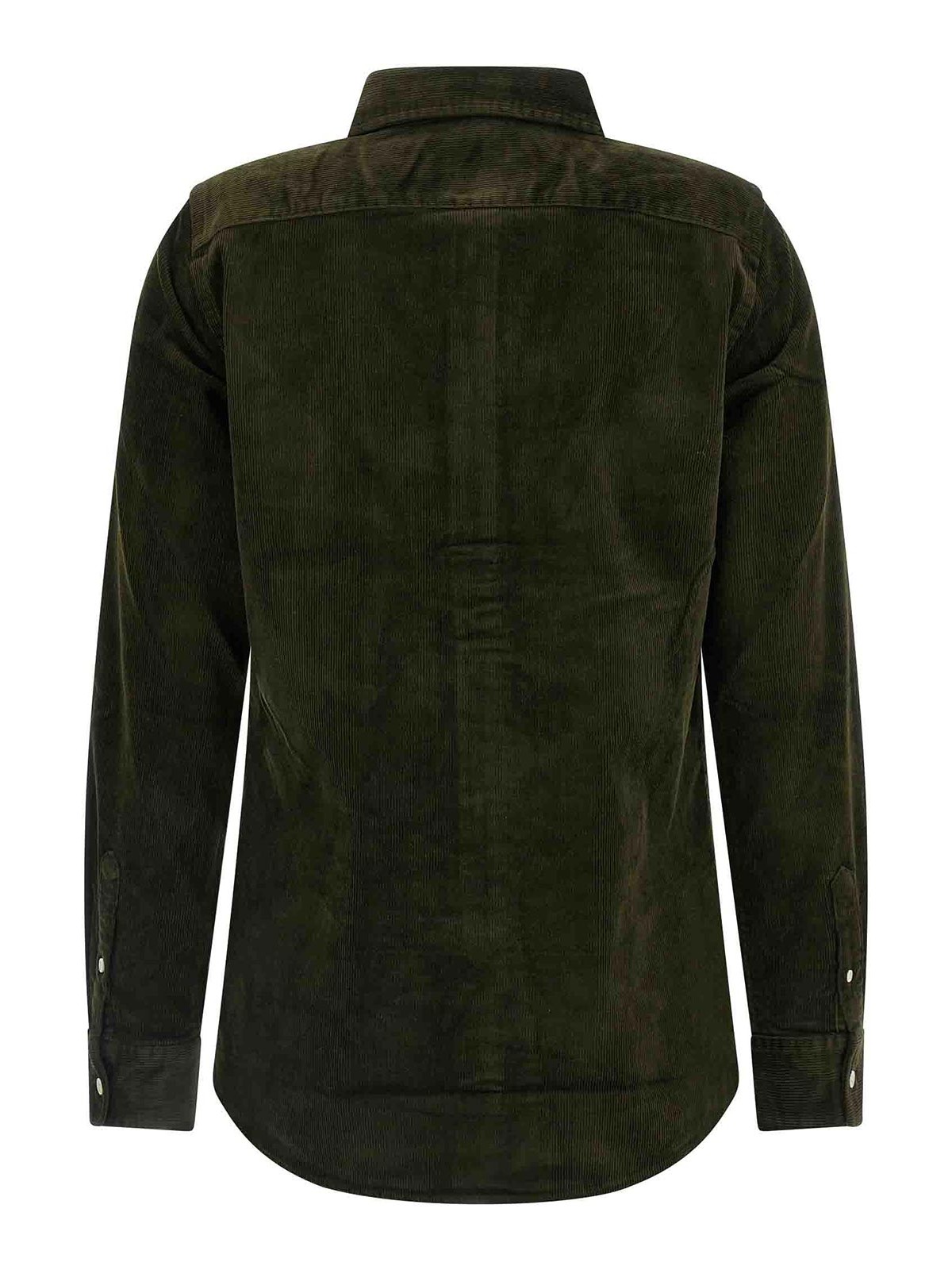 Polo Ralph Lauren Olive Long-sleeve Velvet Ribbed Shirt With Classic Collar In Black