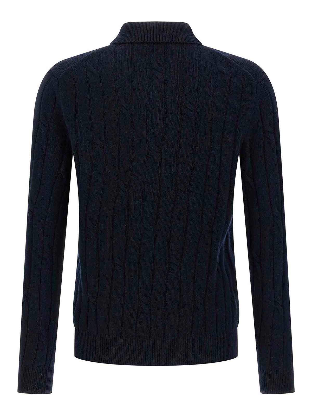 Zanone Cable-knit Button-placket Polo Shirt In Blue