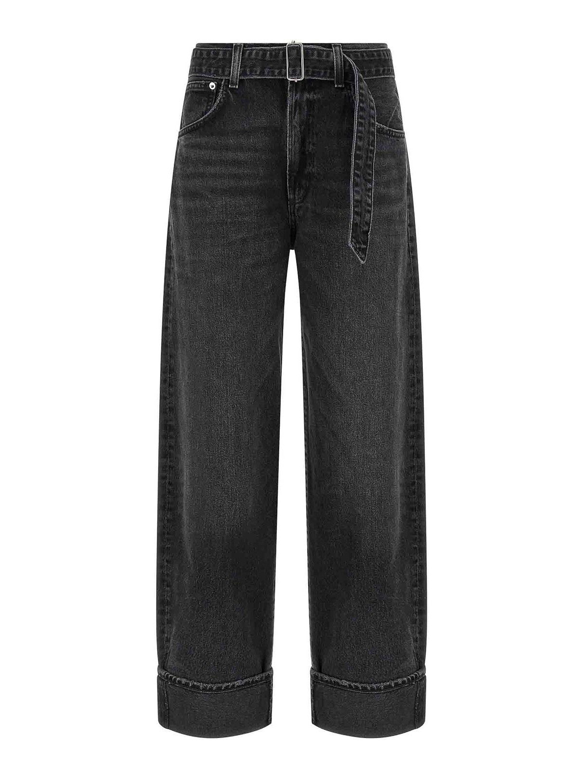 Agolde Jeans Ampio Cuffed Taper In Black