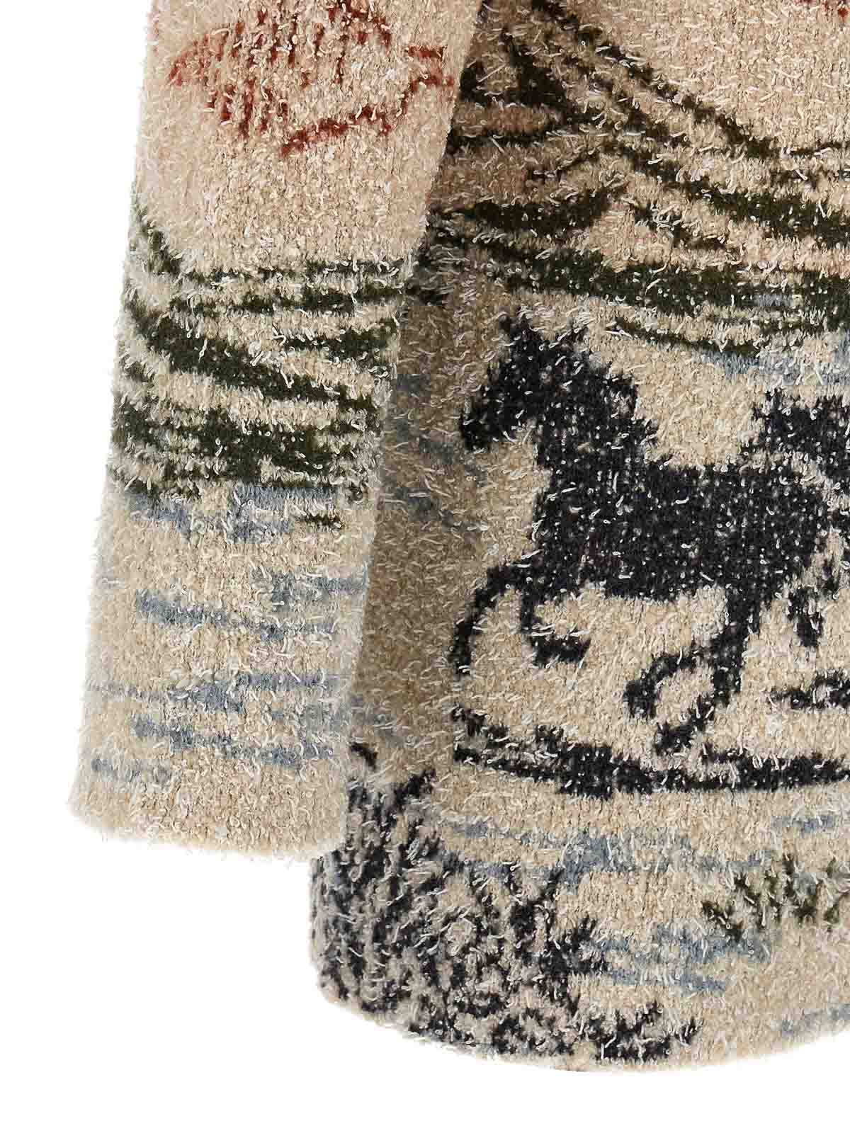 Alanui Graphic Pattern Long Sleeve Wool Cardigan In Neutral