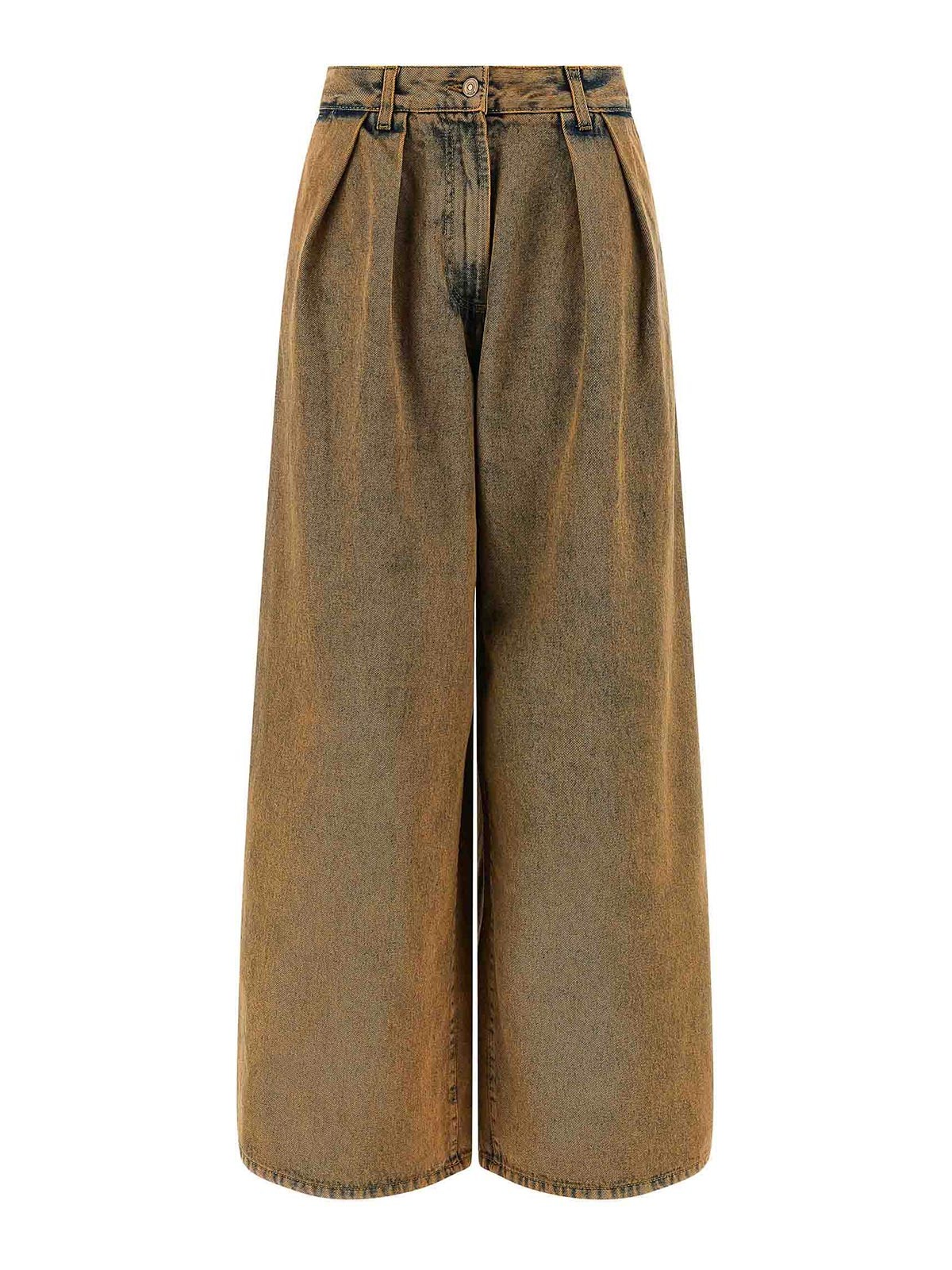 Alanui Desert Rose Pleat-detailed Acid-wash Jeans In Brown