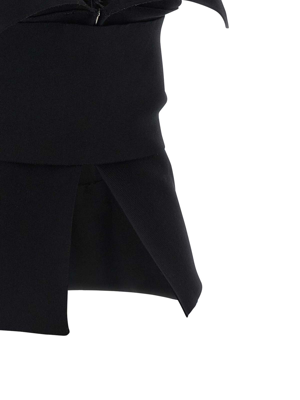 Alberta Ferretti Top With Feathers In Black