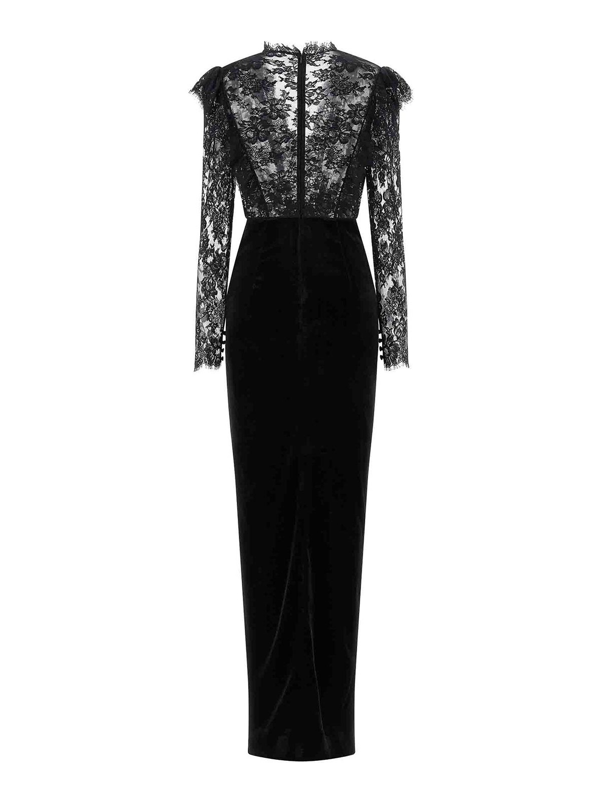 Alessandra Rich Velvet And Lace Dress In Black