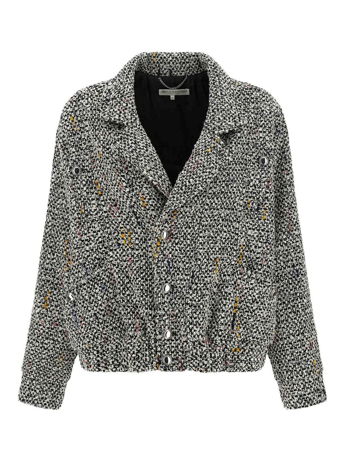 Alessandra Rich Women Tweed Bomber Jacket In White