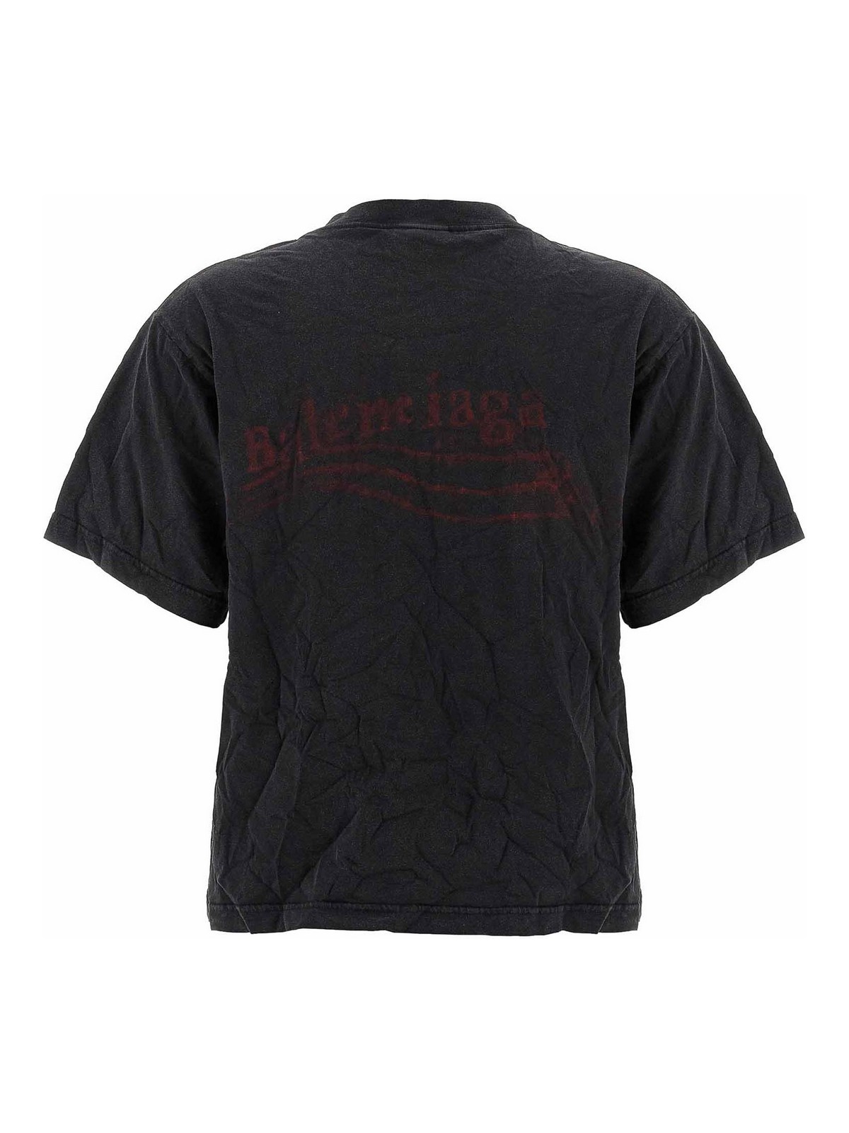 Balenciaga Black Washed Crayon Political T-shirt In Black