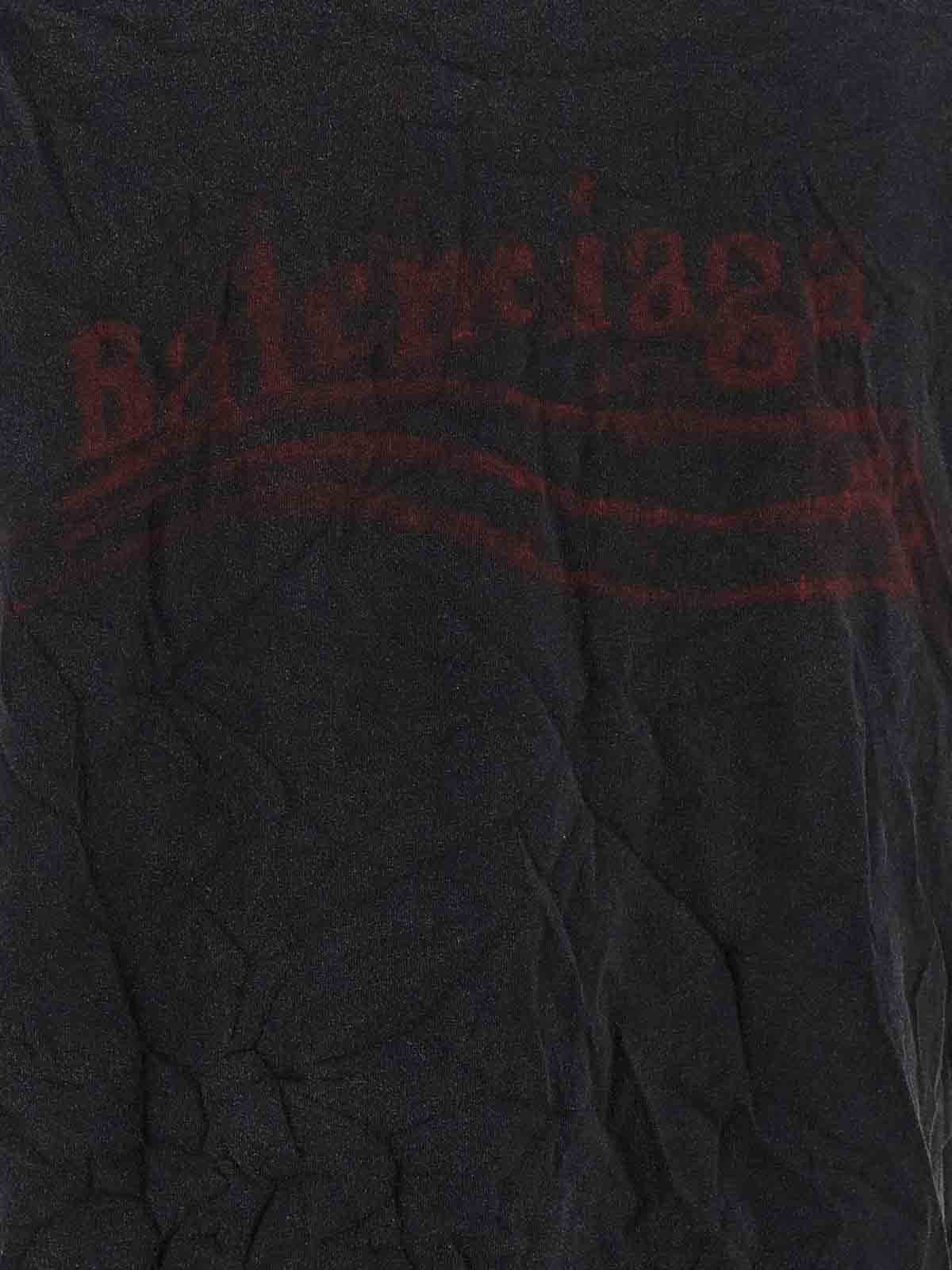 Balenciaga Black Washed Crayon Political T-shirt In Black