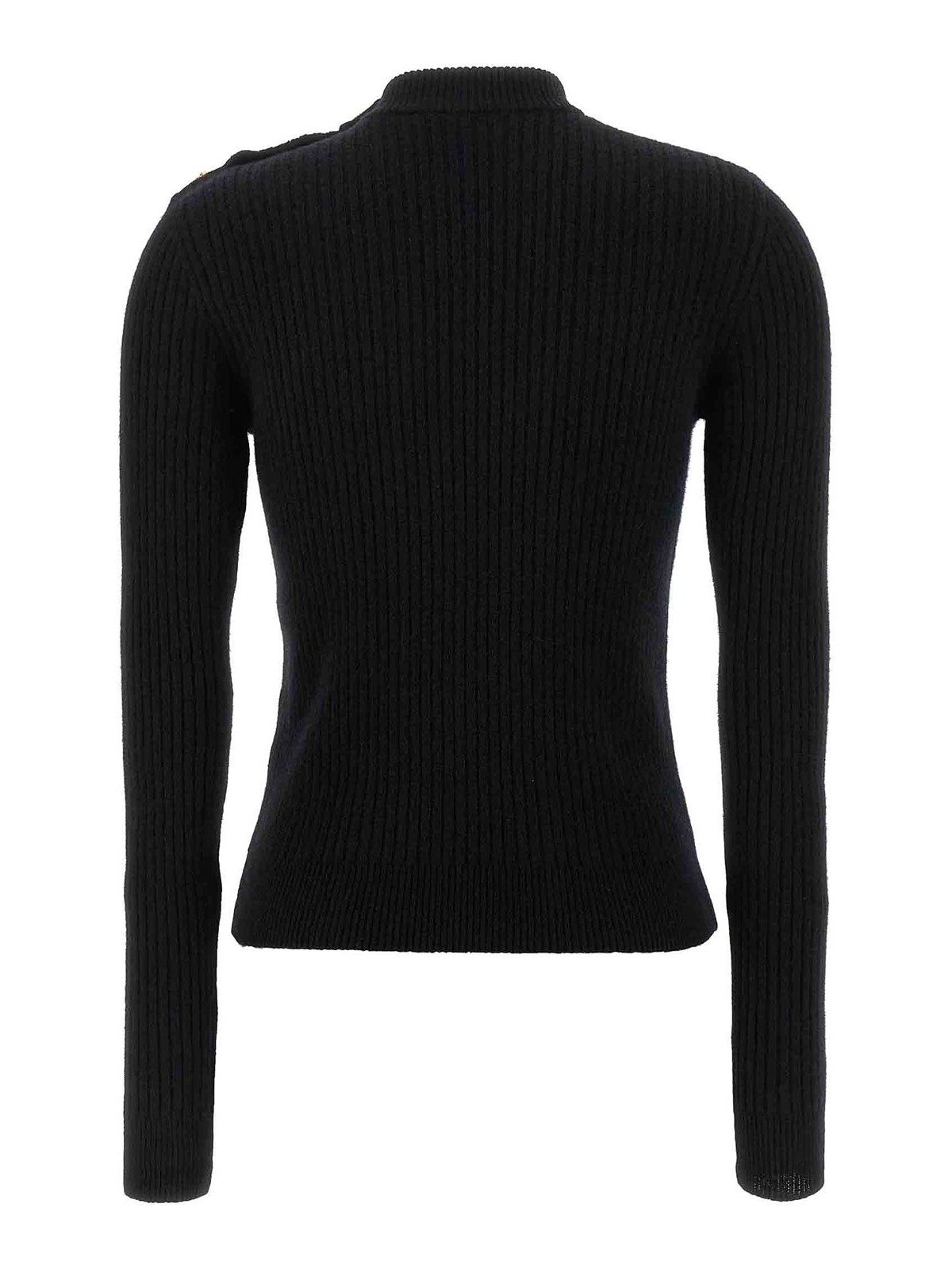 Balmain High Collar Ls Btn Gold In Black