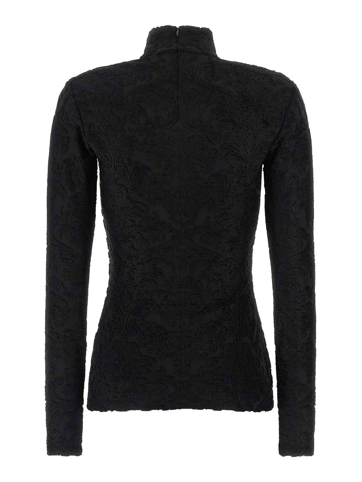 Balmain Buttoned Ls Bouclette Baroque Top In Black