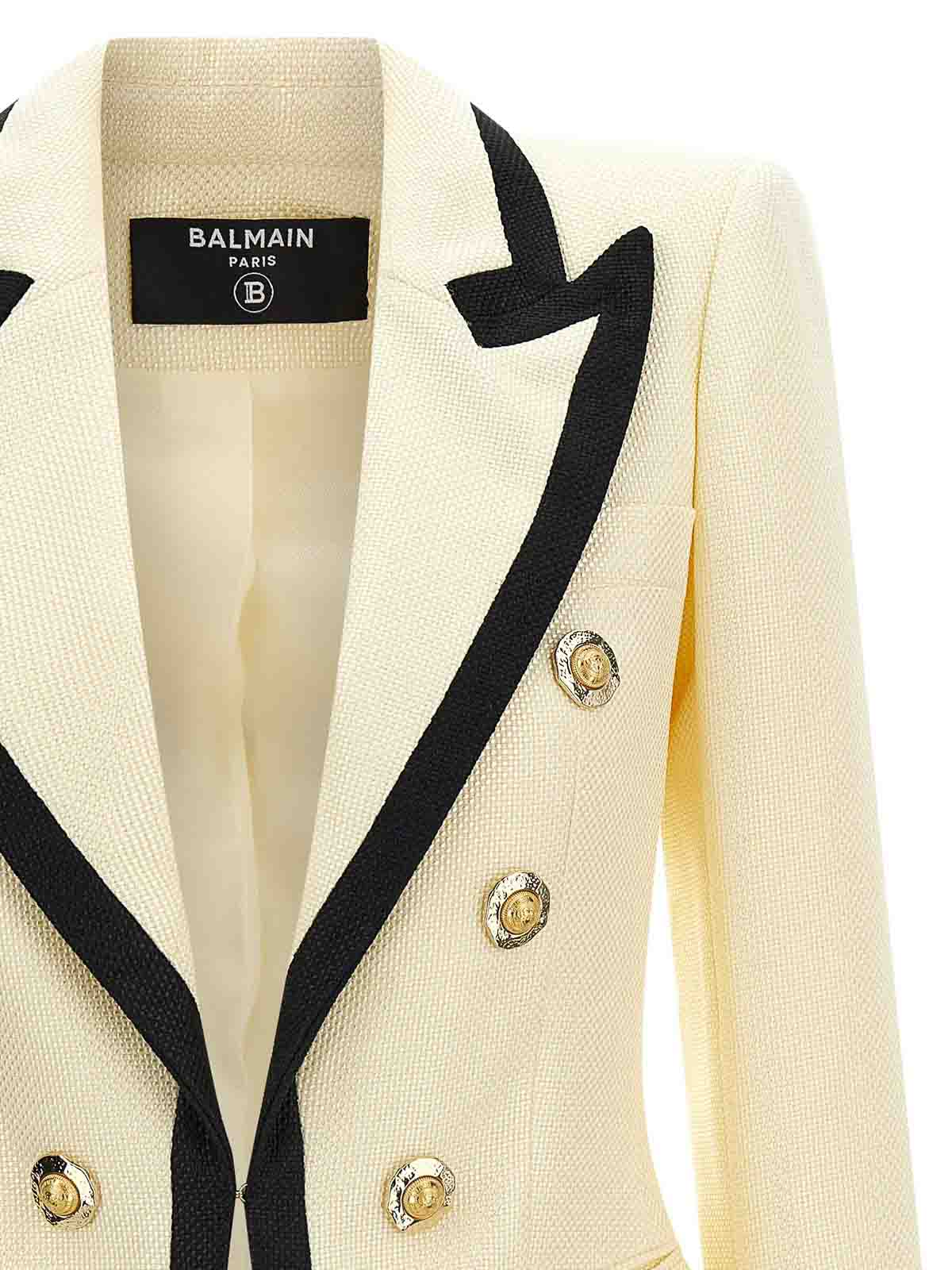 Balmain Women Maxi Shoulder Strap Blazer In Yellow