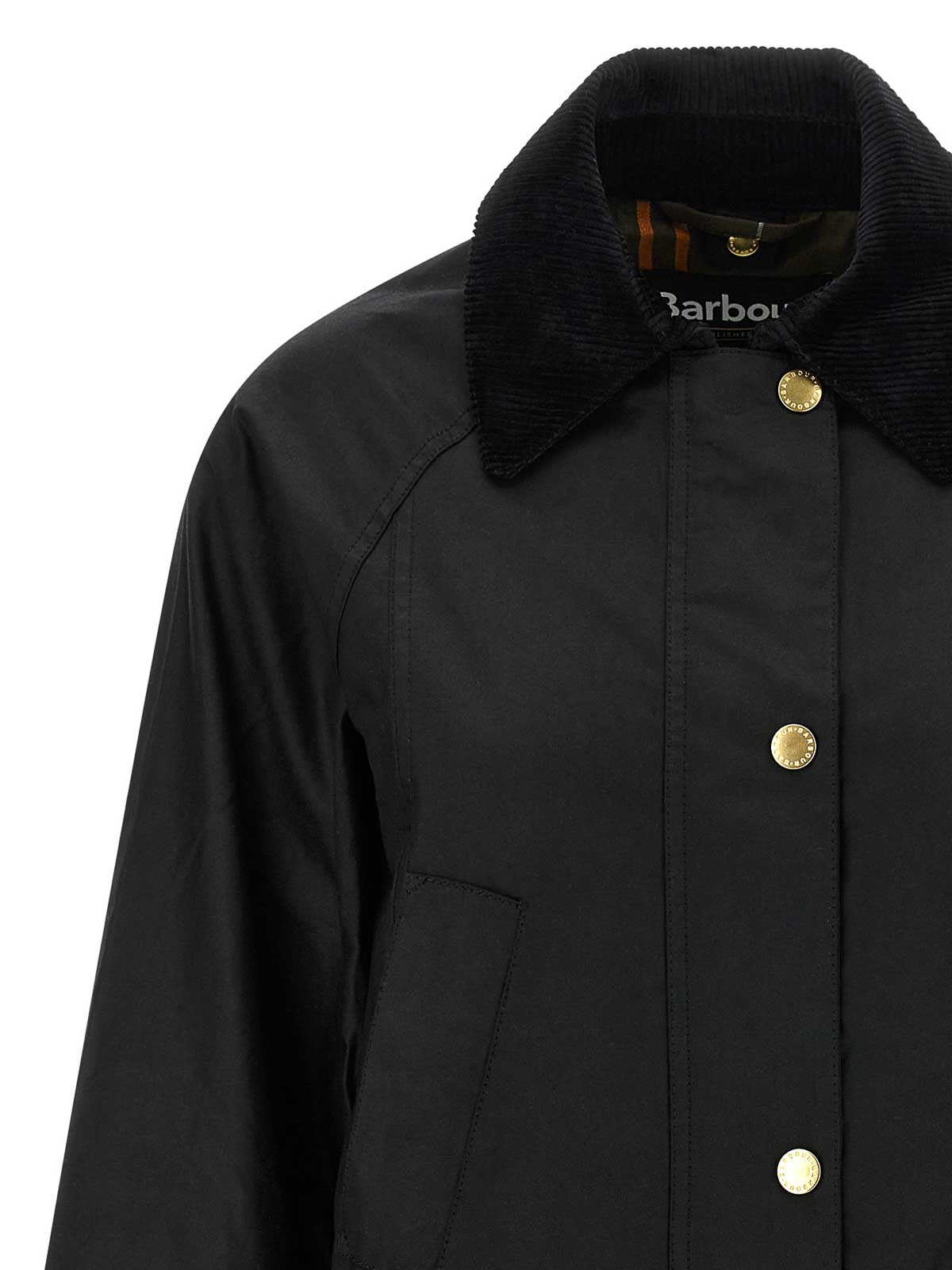 Barbour Waxed Cotton Casual Jacket With Corduroy Collar In Multi