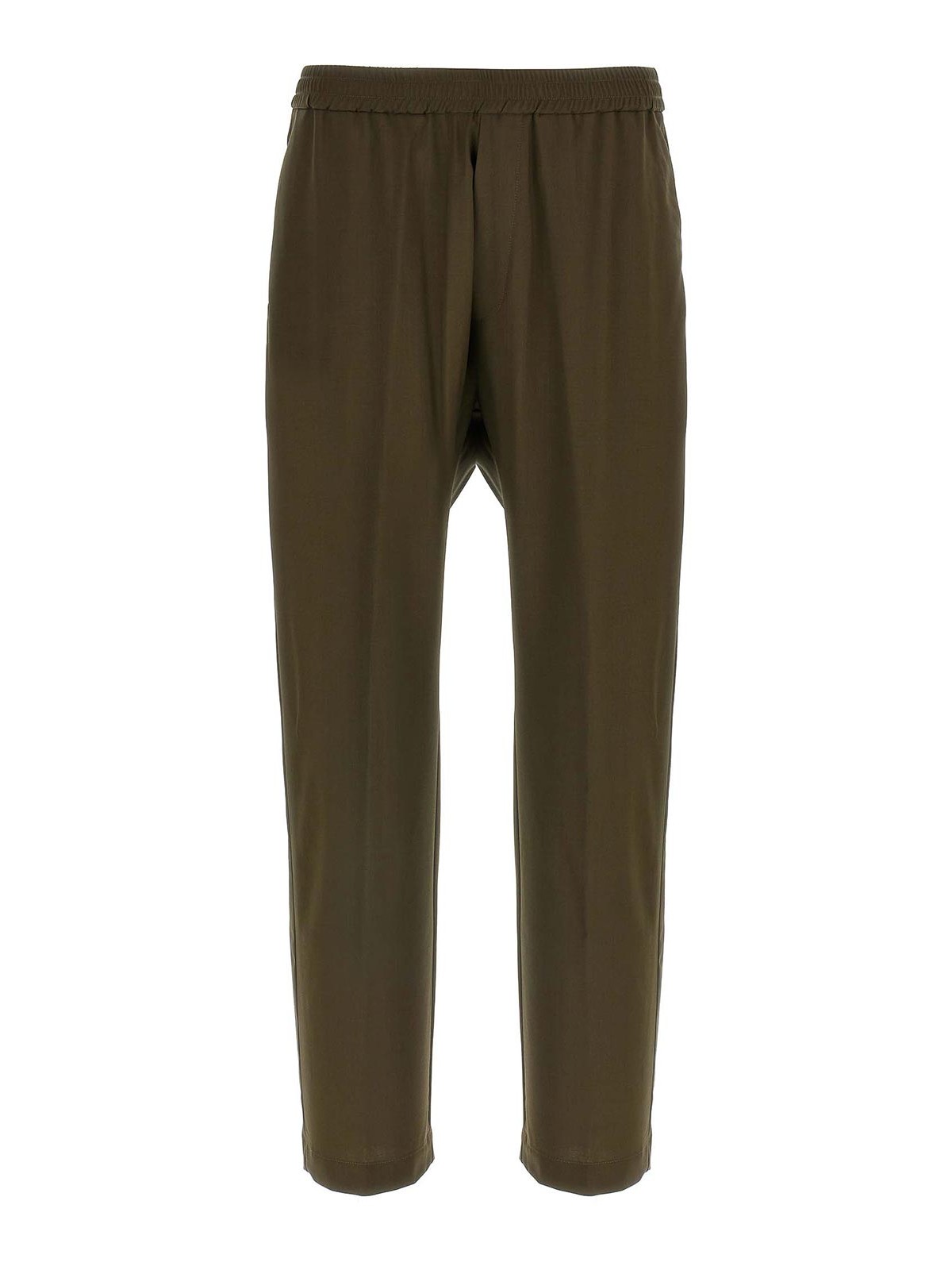 Barena Venezia Straight Leg Elastic Waistband Pants With Back Pockets In Brown