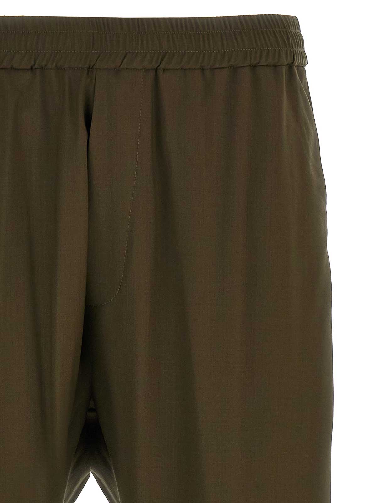 Barena Venezia Straight Leg Elastic Waistband Pants With Back Pockets In Brown
