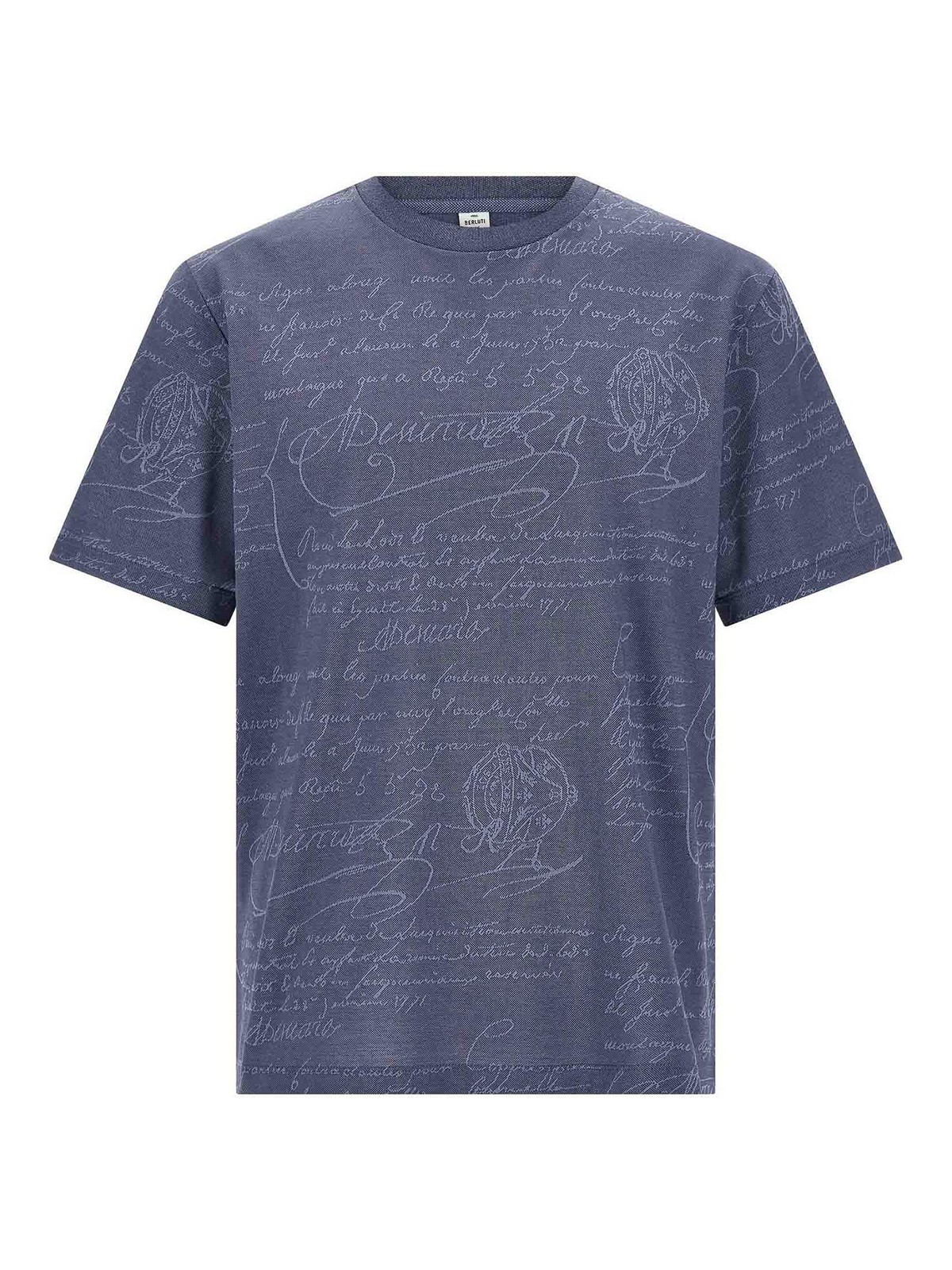 Berluti Crew Neck Short-sleeved T-shirt In Blue