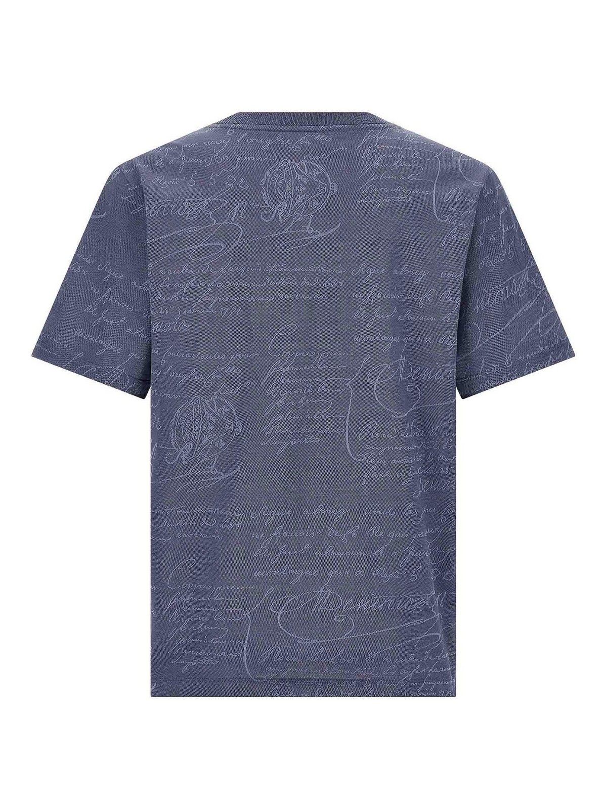 Berluti Crew Neck Short-sleeved T-shirt In Blue
