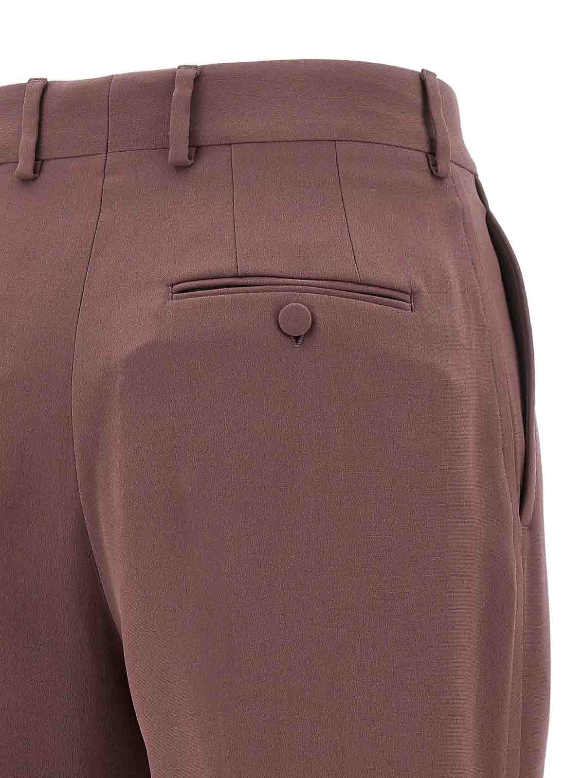 Brioni Pink Silk Pants In Burgundy