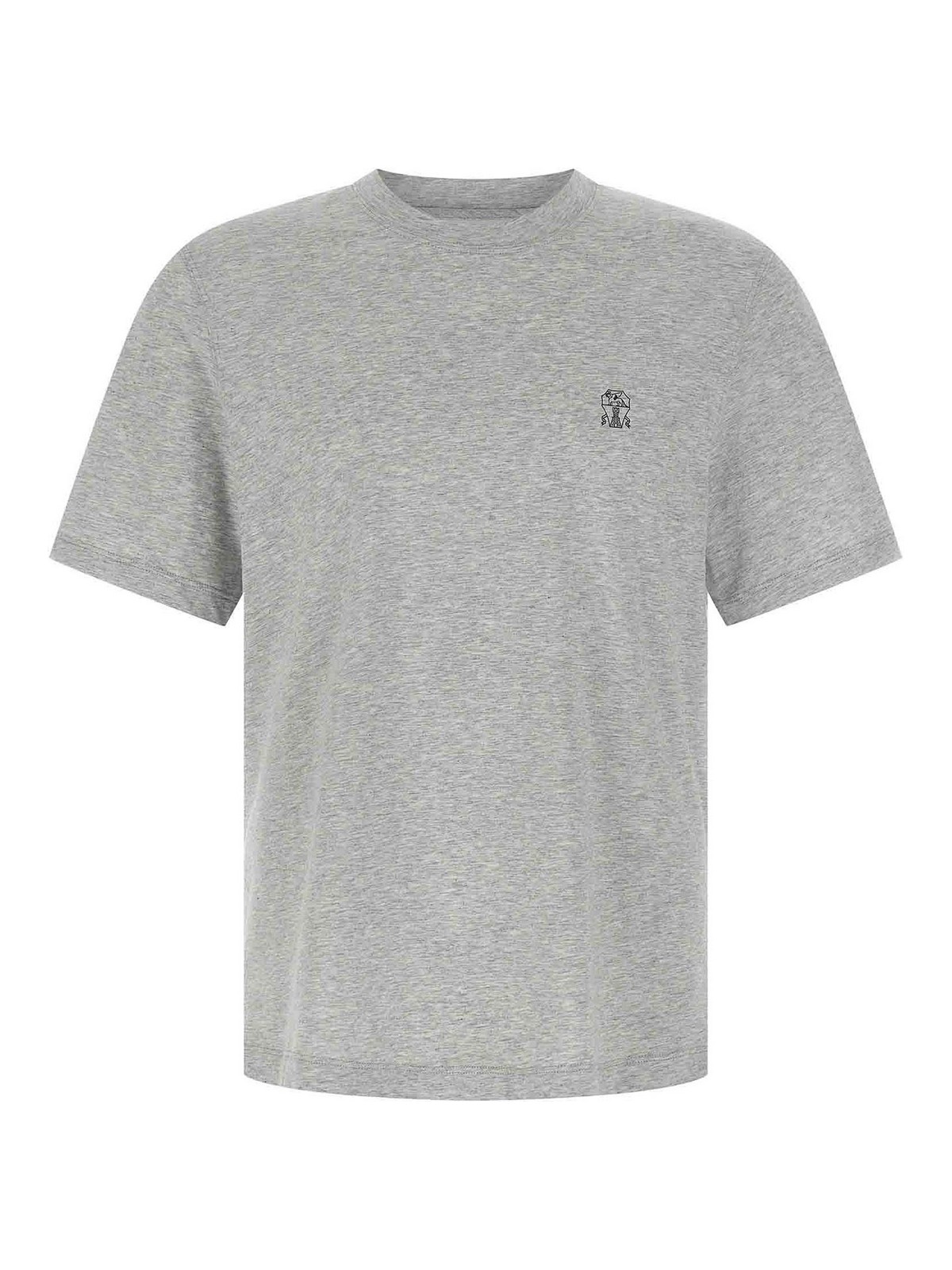 Brunello Cucinelli Layered Crewneck T-shirt Stitch Detailing In Gray