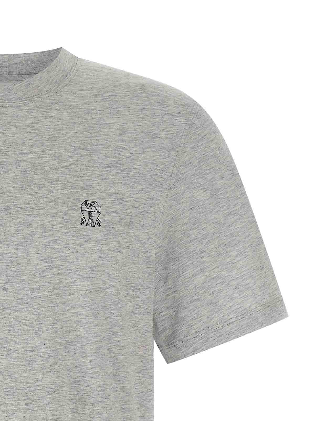 Brunello Cucinelli Layered Crewneck T-shirt Stitch Detailing In Gray