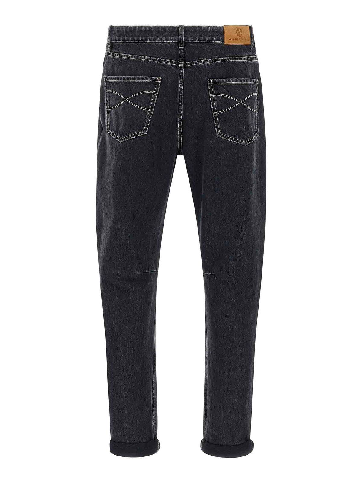 Brunello Cucinelli Rolled Cuff Five-pocket Denim Trousers In Gray