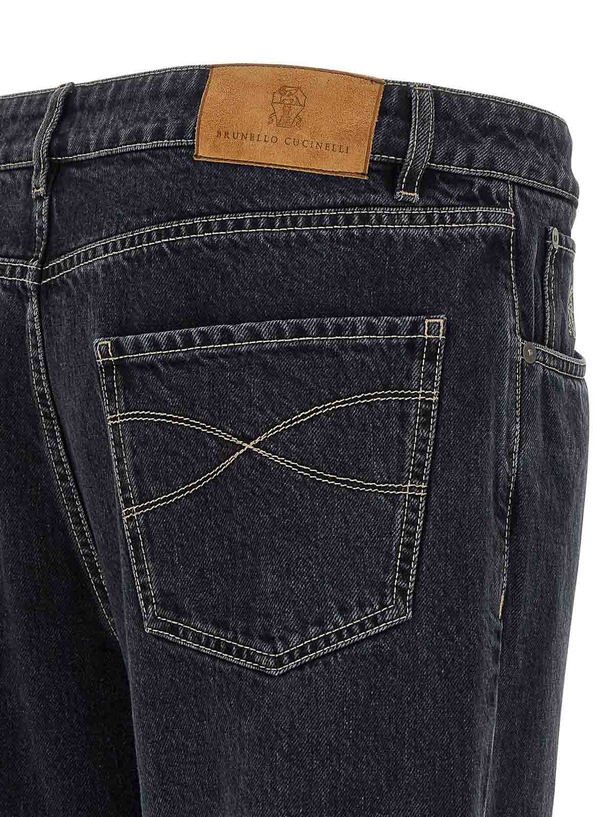 Brunello Cucinelli Rolled Cuff Five-pocket Denim Trousers In Gray