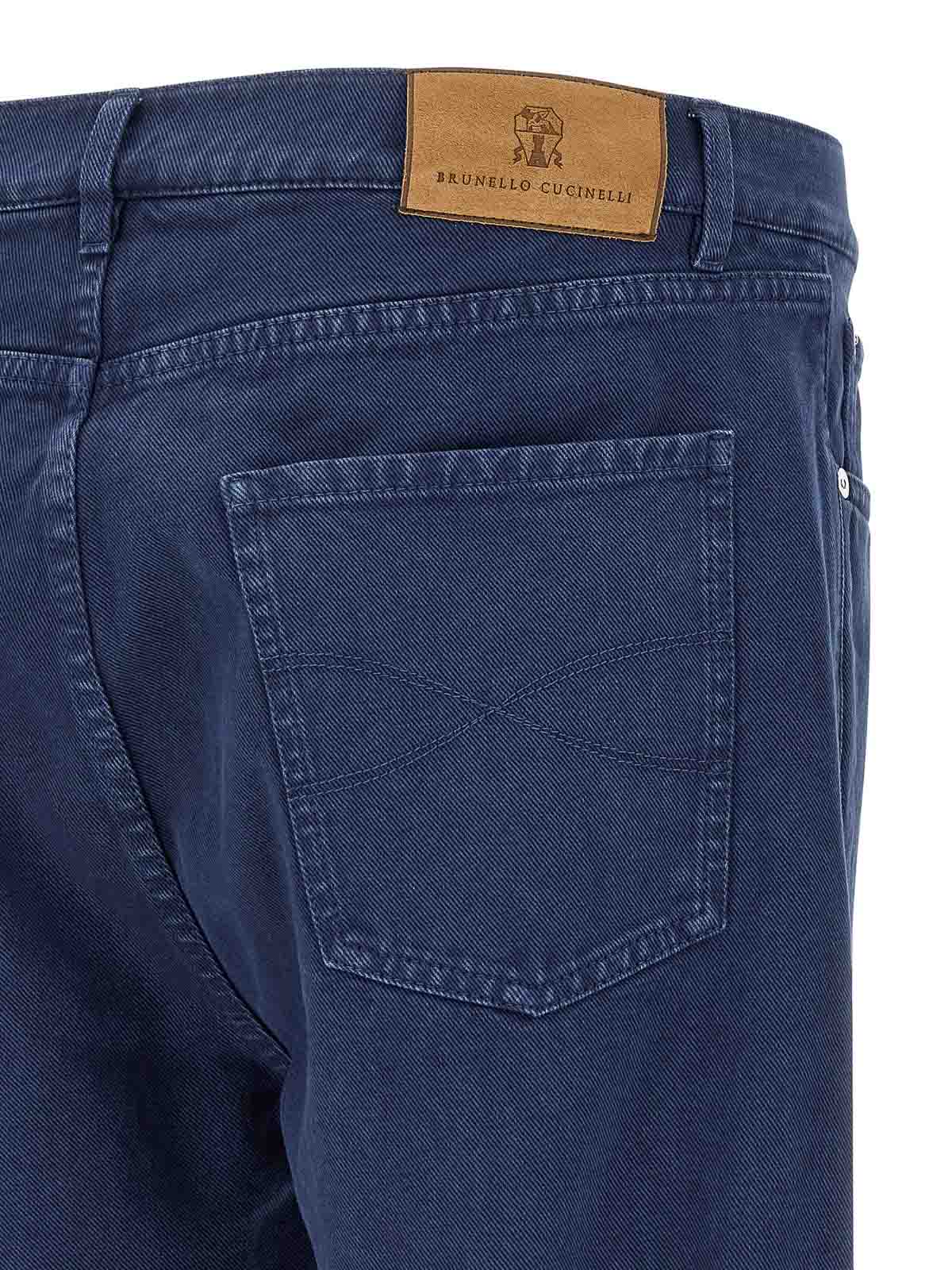 Brunello Cucinelli Garment-dyed Logo-patch Jeans In Blue