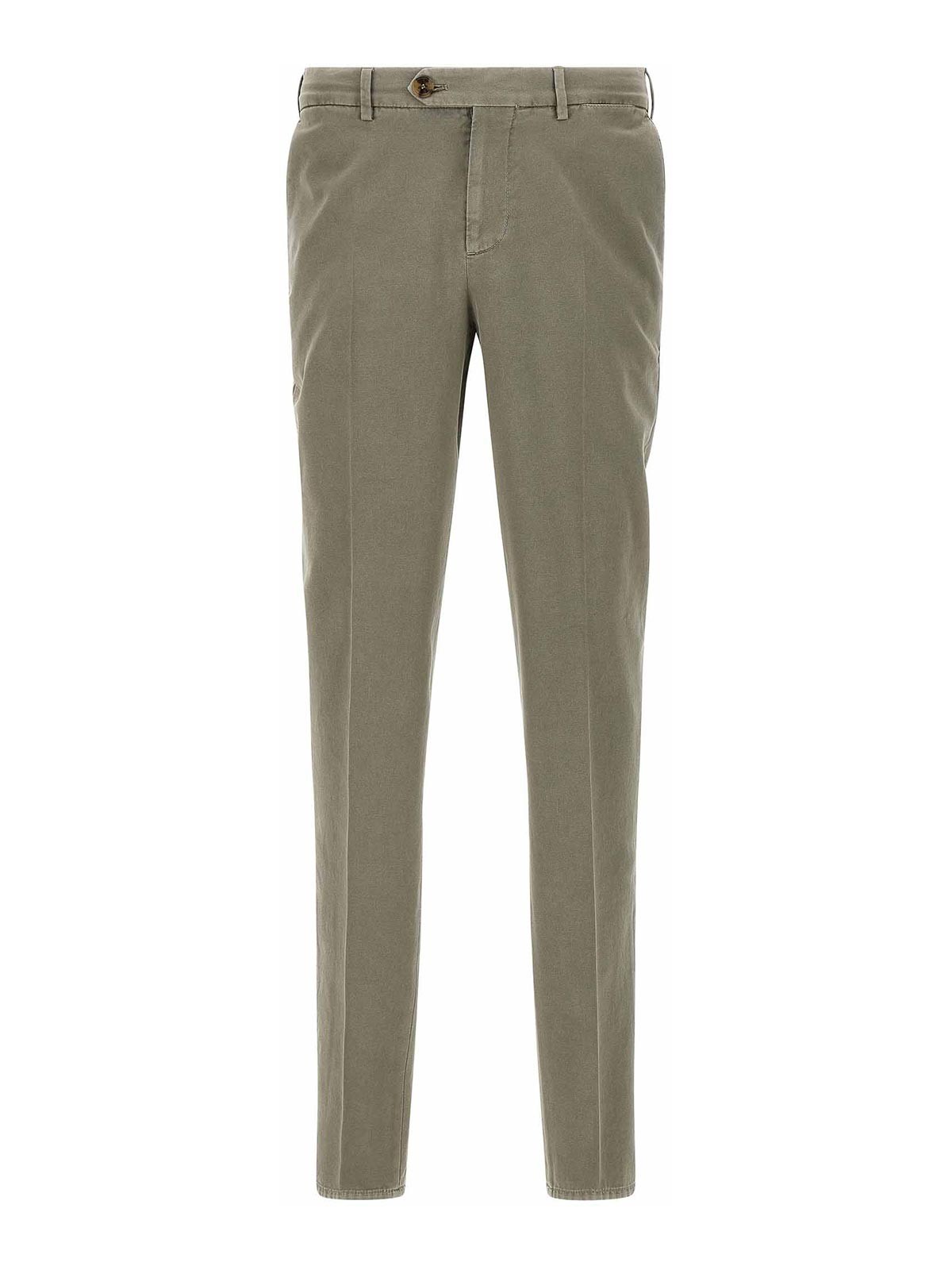 Brunello Cucinelli Cotton Trousers With Back Pockets And Belt Loops In Green