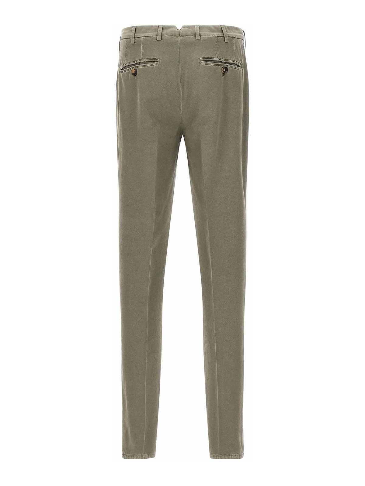 Brunello Cucinelli Cotton Trousers With Back Pockets And Belt Loops In Green