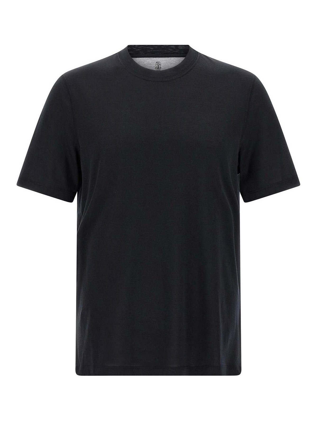 Brunello Cucinelli Silk And Cotton Blend Crew Neck T-shirt In Black