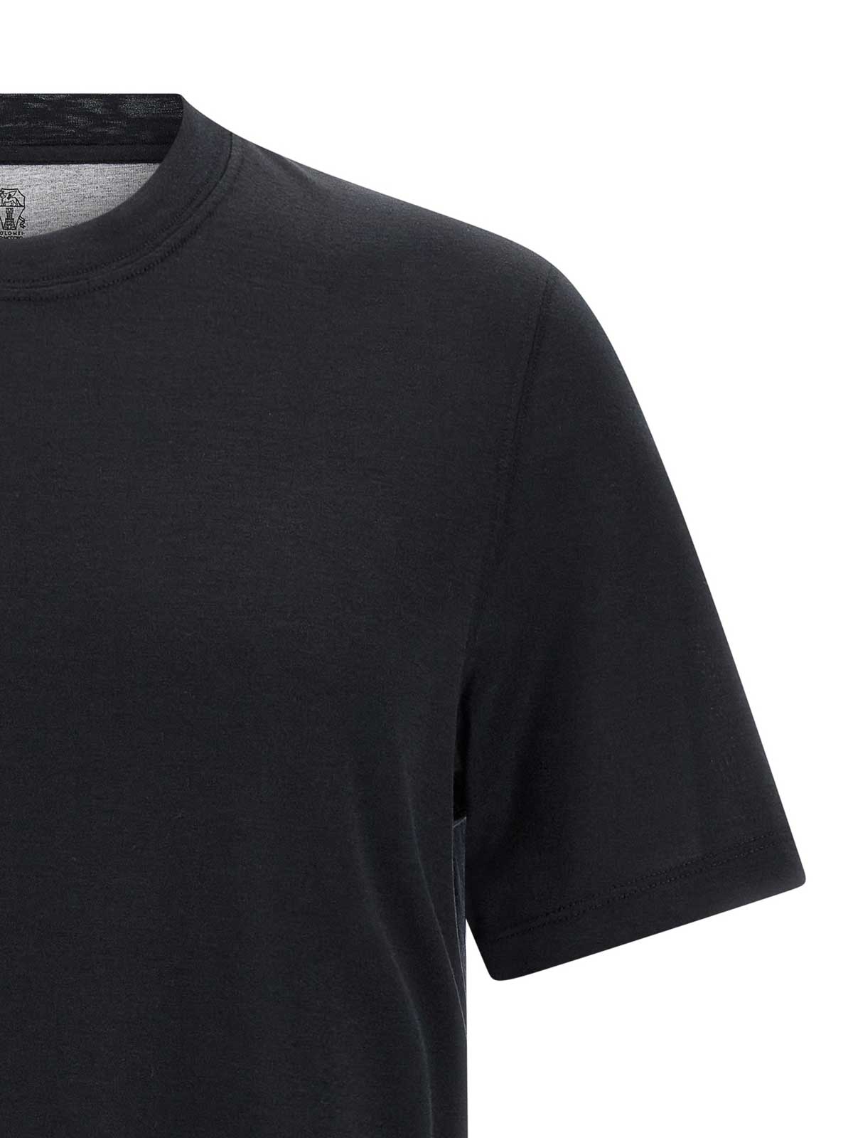 Brunello Cucinelli Silk And Cotton Blend Crew Neck T-shirt In Black