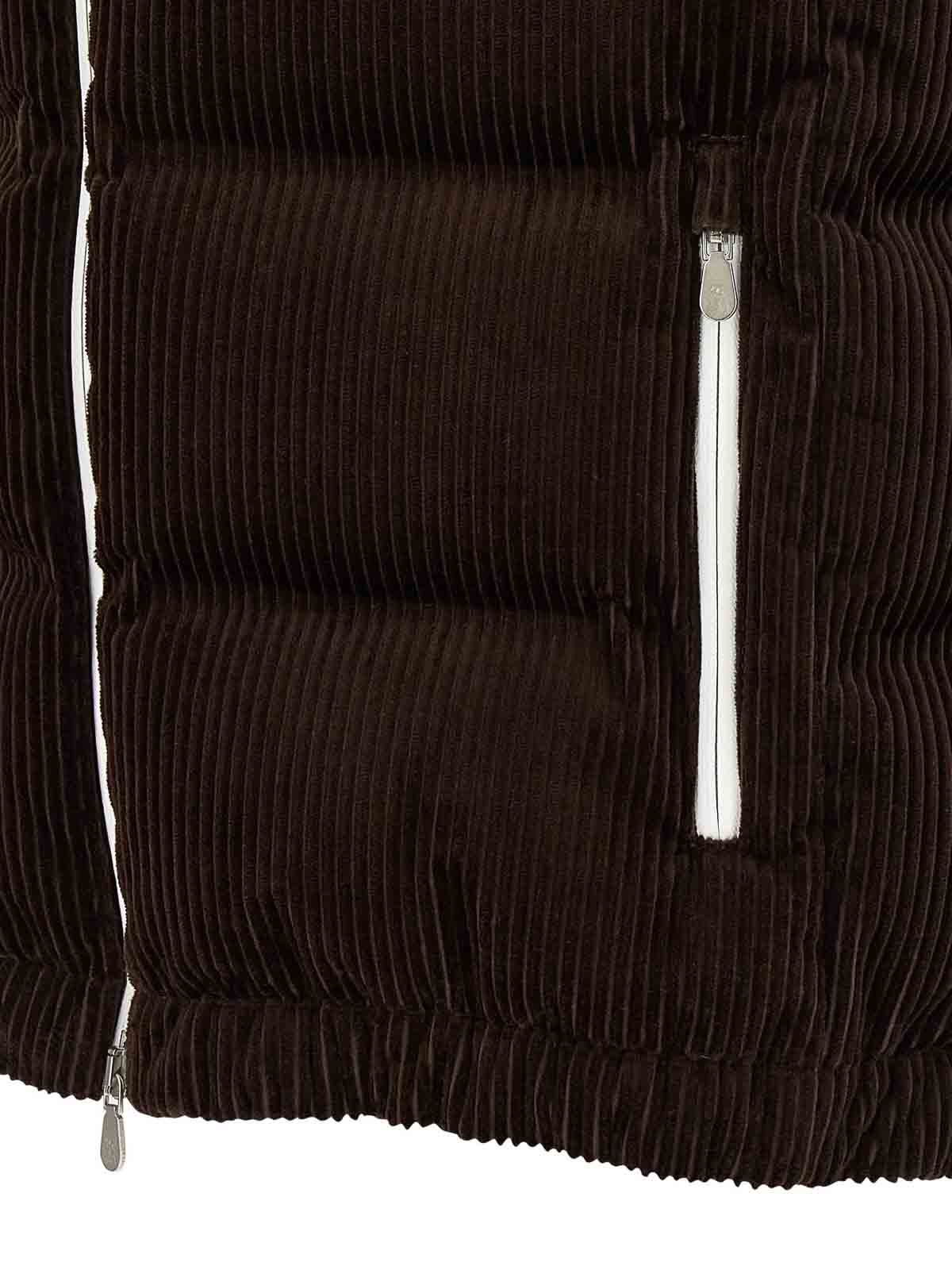 Brunello Cucinelli Velvet Padded Hooded Sleeveless Gilet In Brown