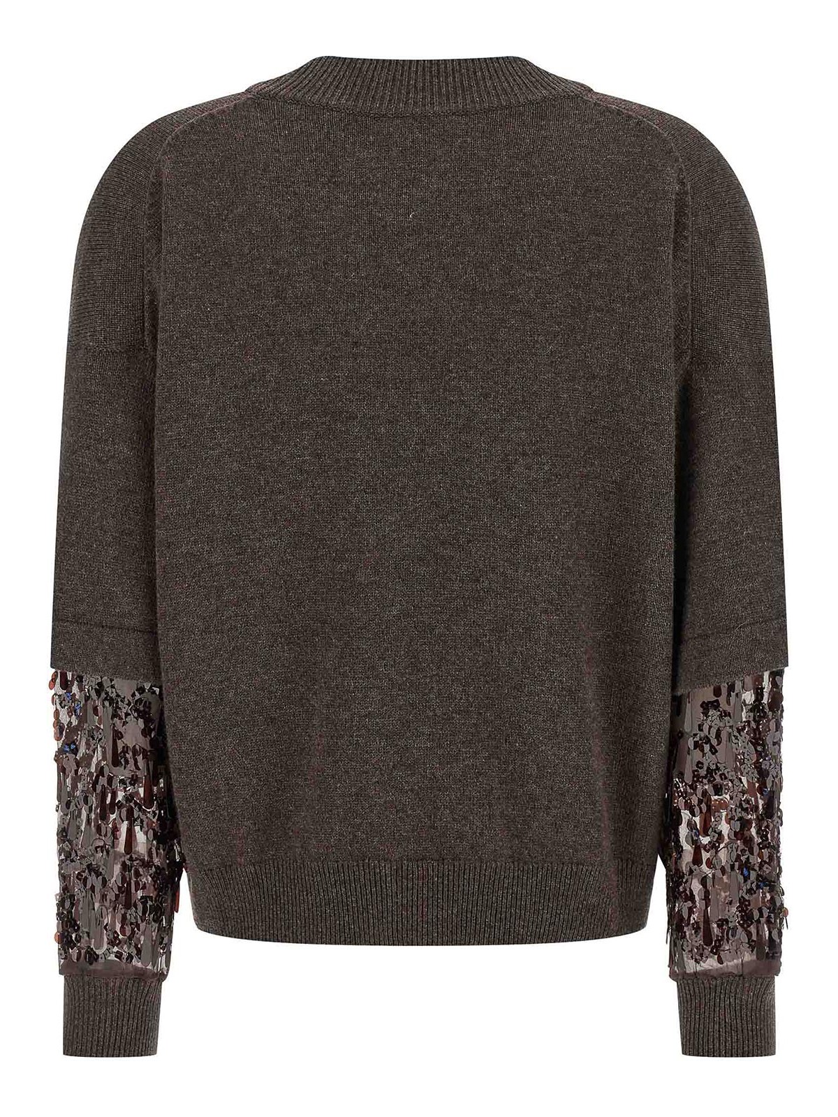 Brunello Cucinelli Cashmere V-necked Sweater In Brown