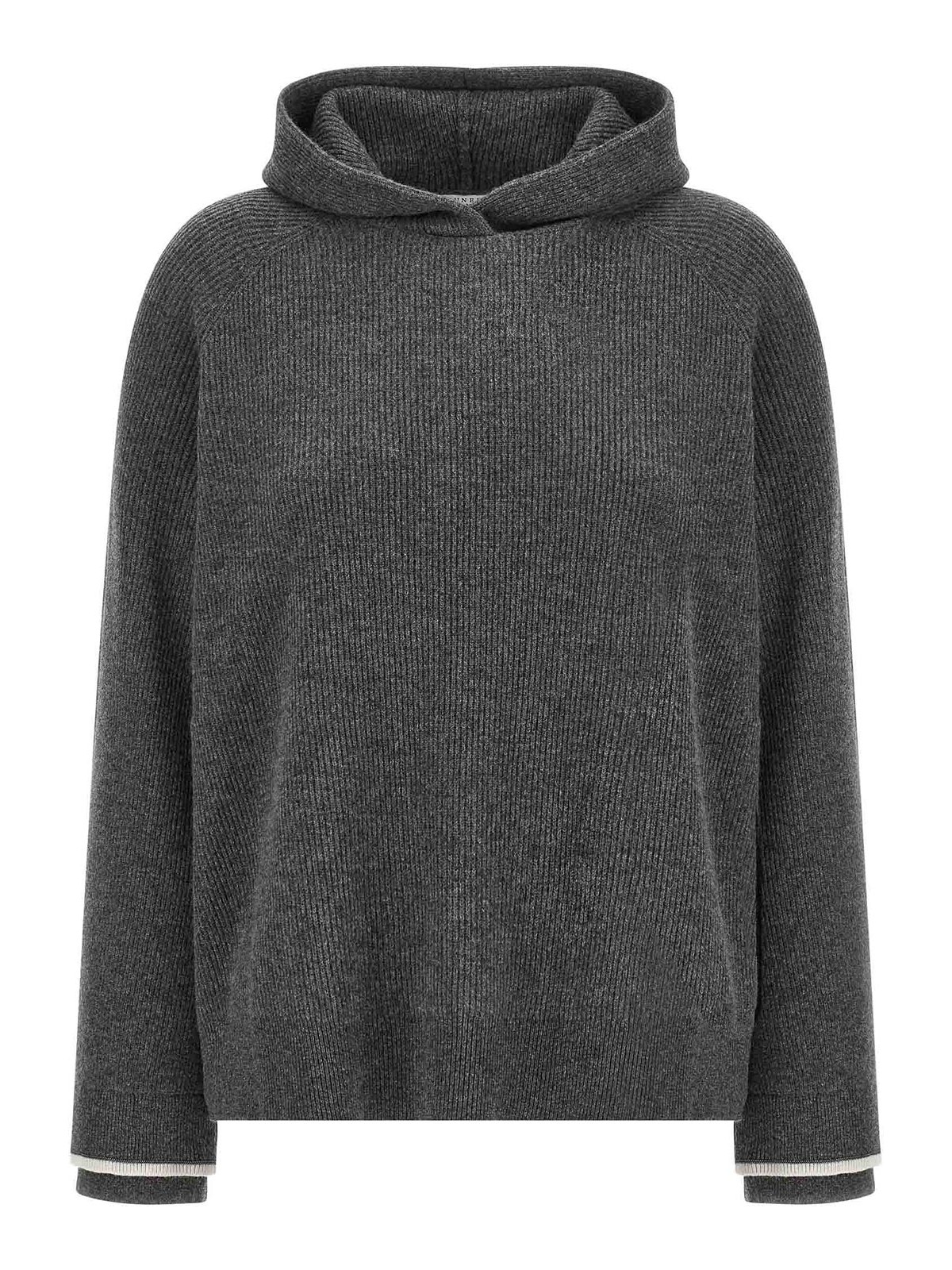 Brunello Cucinelli Hooded Sweater In Gray