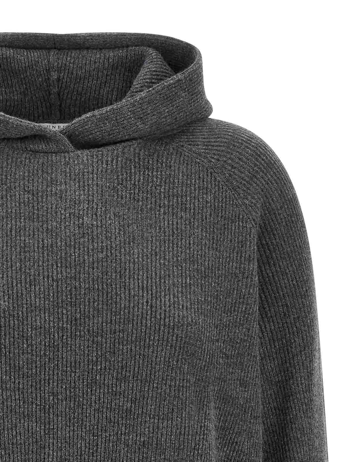 Brunello Cucinelli Hooded Sweater In Gray