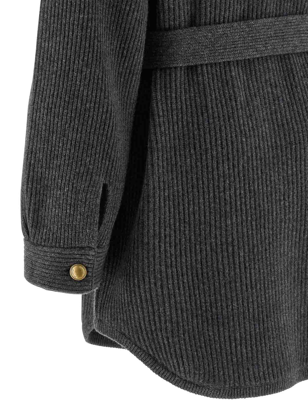 Brunello Cucinelli English Ribbed Cardigan In Gray