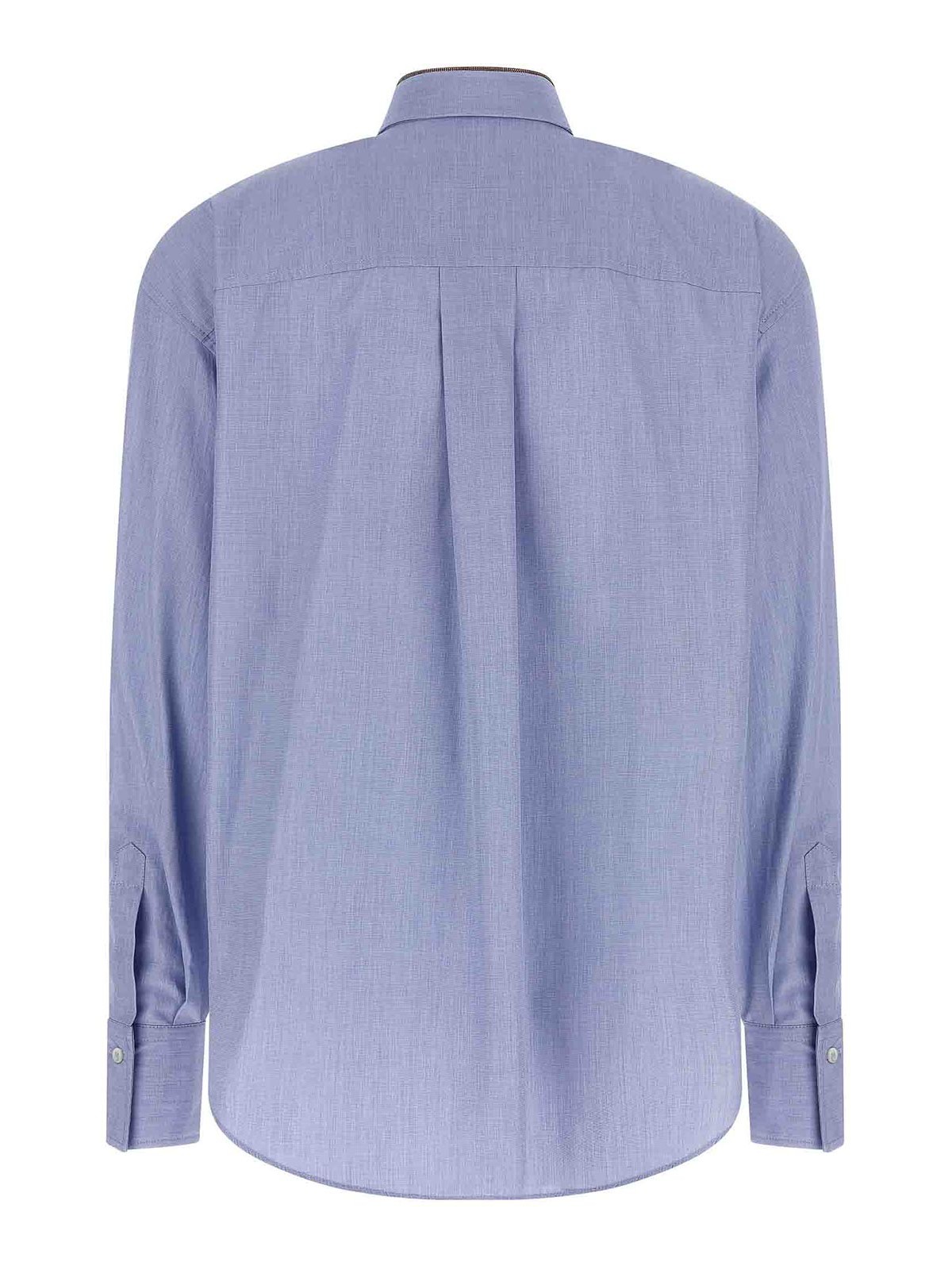 Brunello Cucinelli Shiny Collar Detail Shirt In Blue
