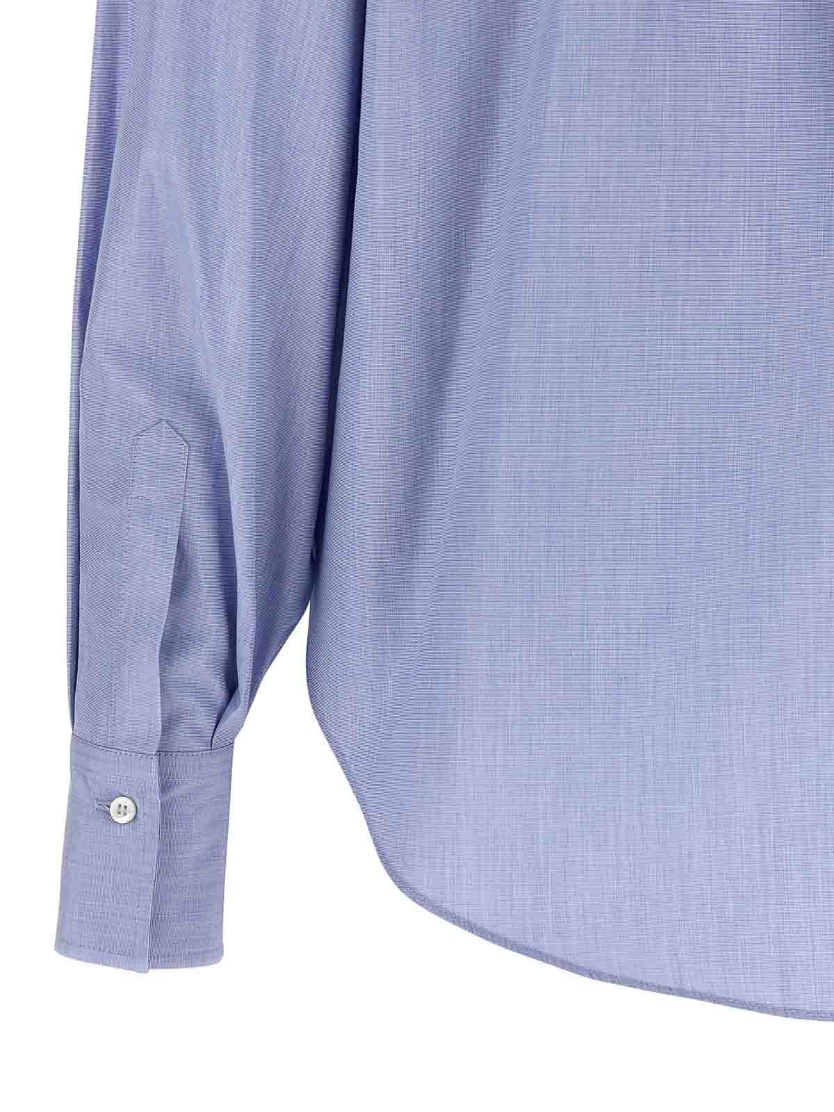 Brunello Cucinelli Shiny Collar Detail Shirt In Blue