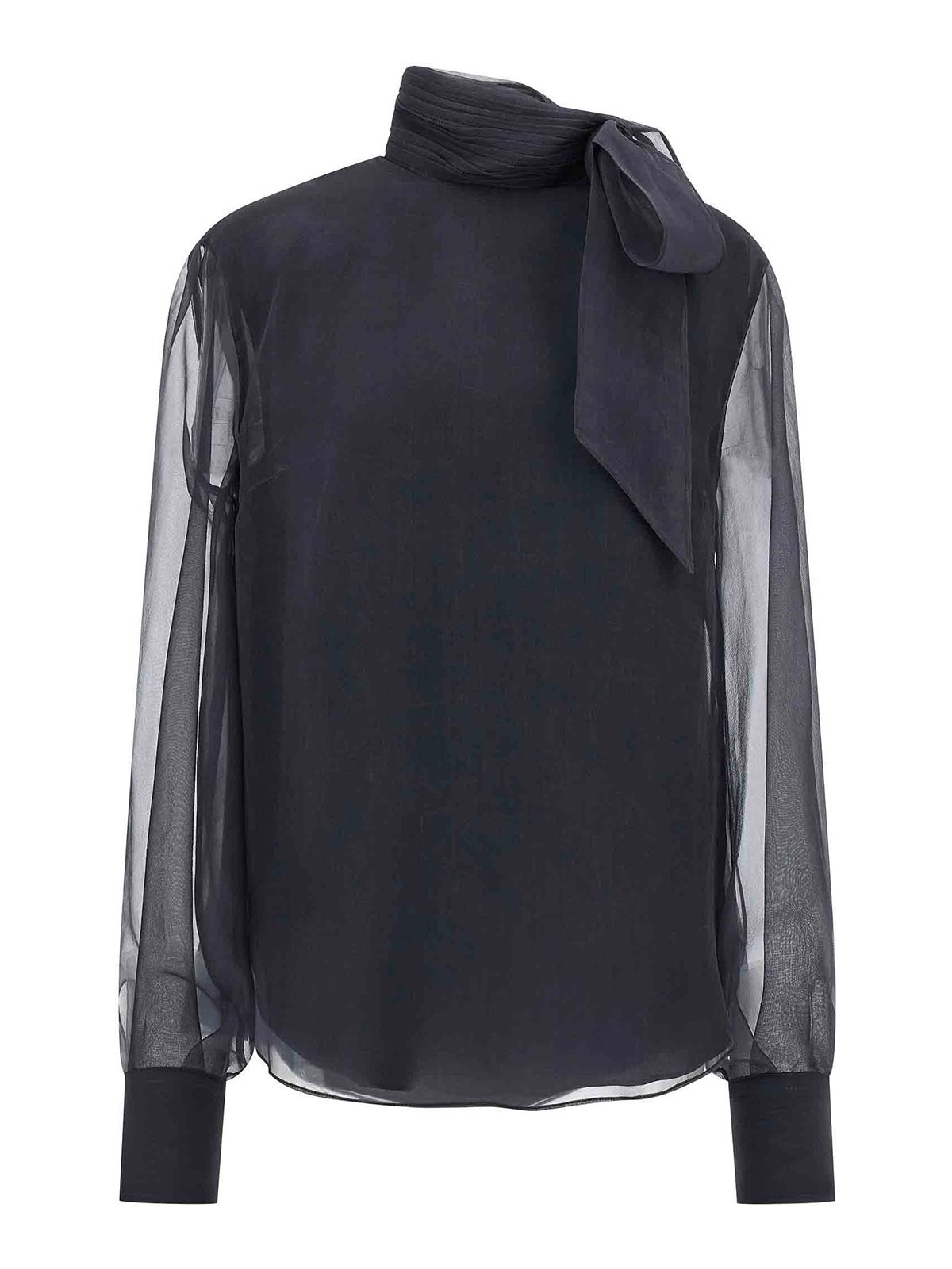 Brunello Cucinelli Crispy Silk Blouse Shirt And Blouse Gray In Gray