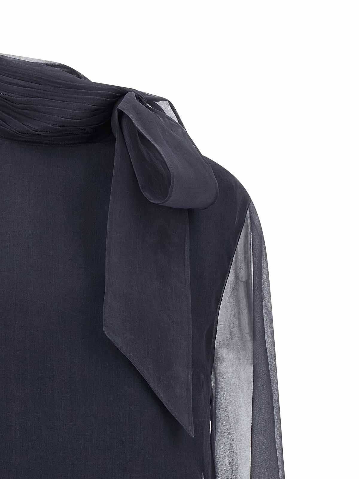 Brunello Cucinelli Crispy Silk Blouse Shirt And Blouse Gray In Gray