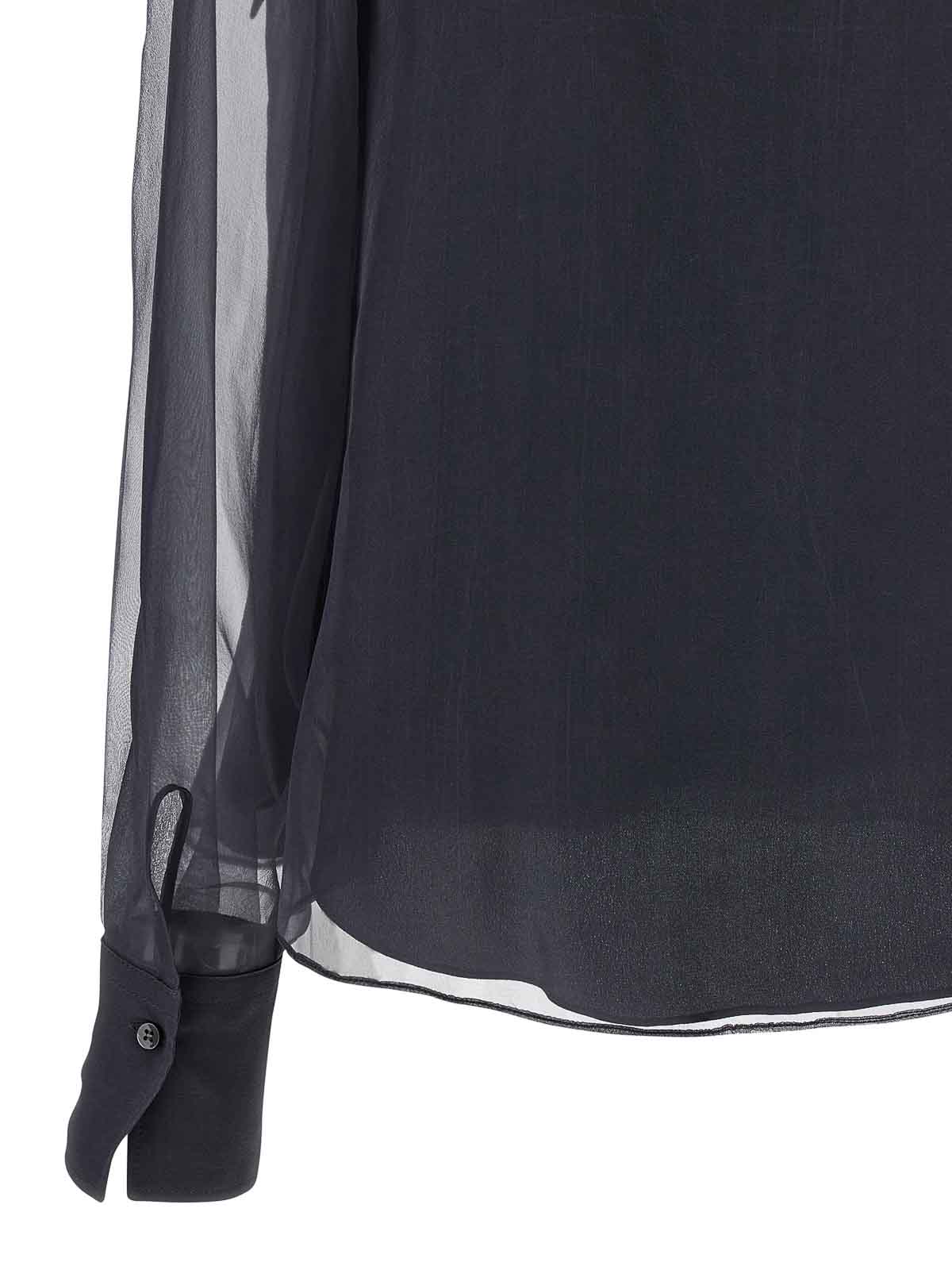 Brunello Cucinelli Crispy Silk Blouse Shirt And Blouse Gray In Gray