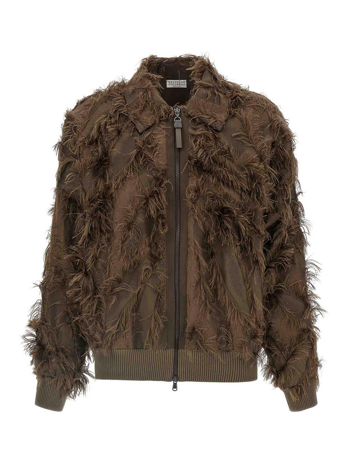Brunello Cucinelli Fil Coup Bomber Jacket In Brown