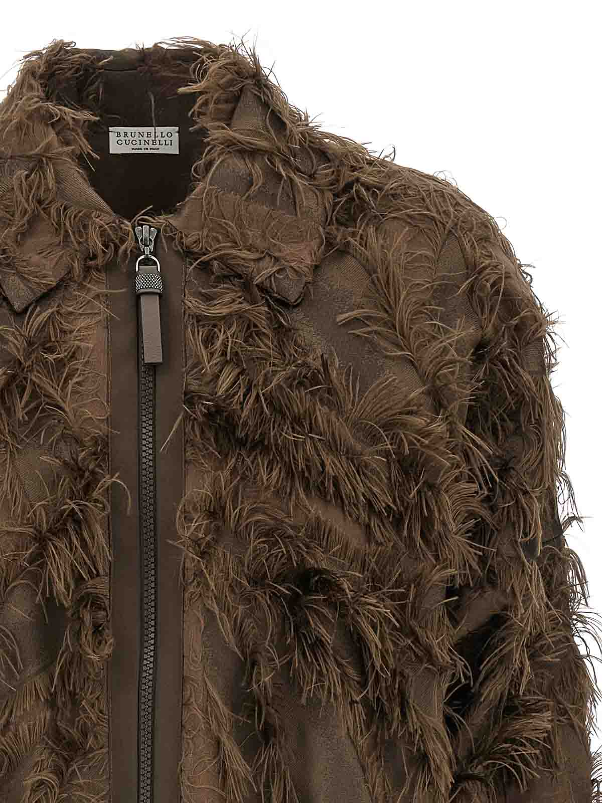 Brunello Cucinelli Fil Coup Bomber Jacket In Brown