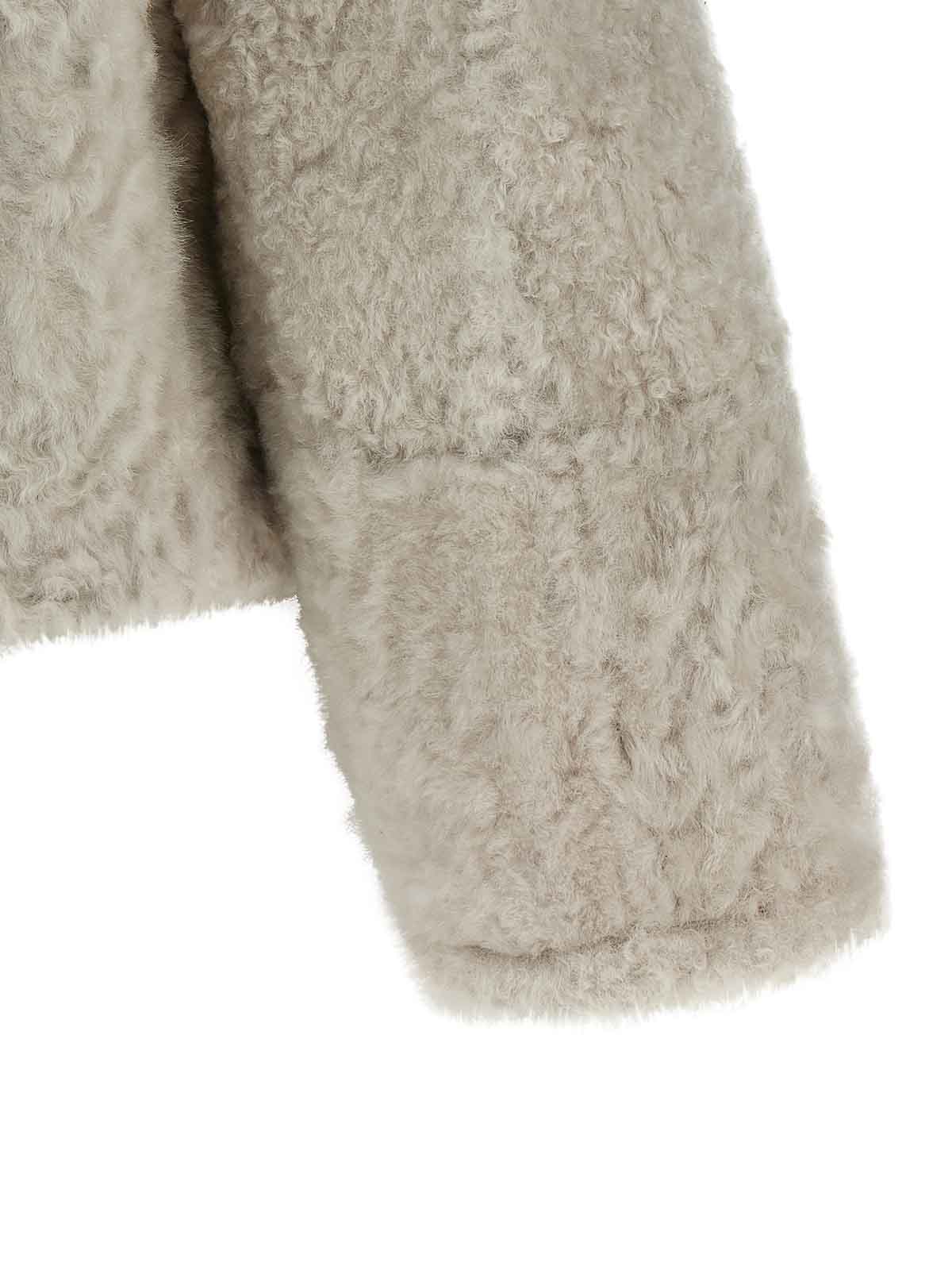 Brunello Cucinelli Reversible Faux Fur Double-breasted Jacket In Gray